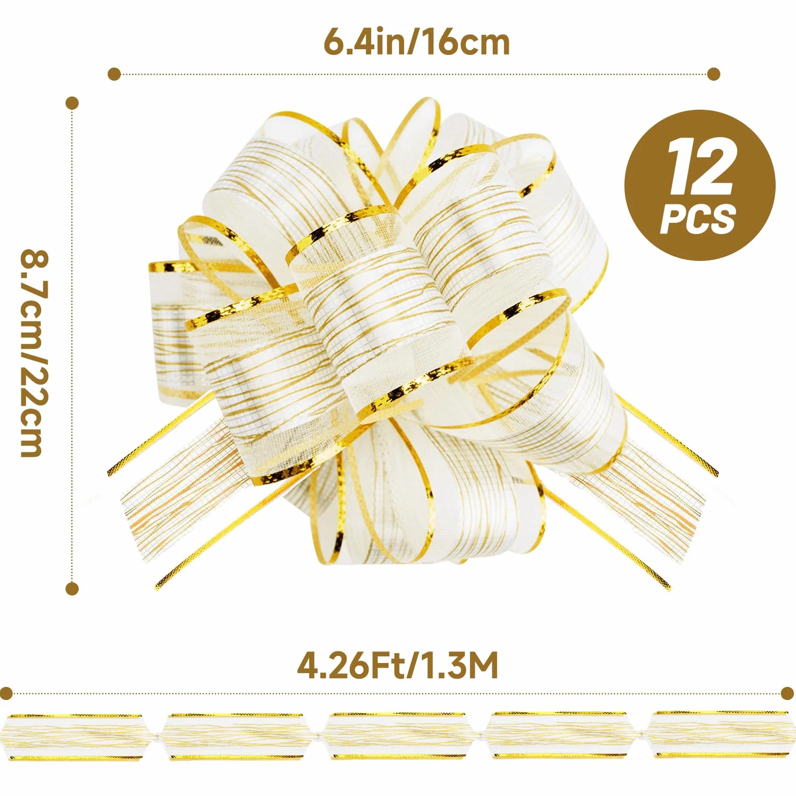 G2PLUS 12PCS Blanc Décoration Voiture Mariage - Grands Nœuds à Tirer en Ruban pour Bouquet DIY