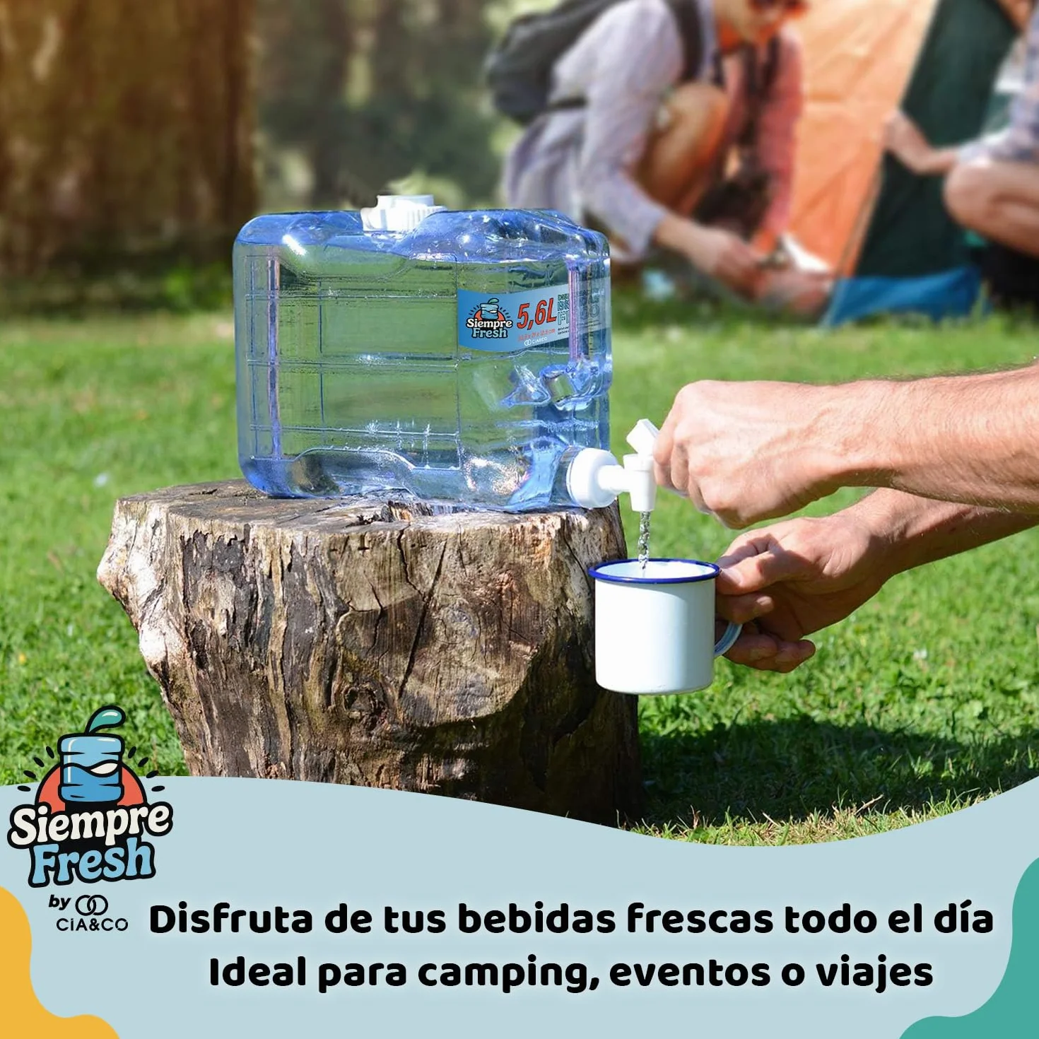 Cia&Co Distributeur d'eau froide pour réfrigérateur 4,2 l Bidon compact 39 x 21 x 7,5 cm robinet double fonction réutilisable