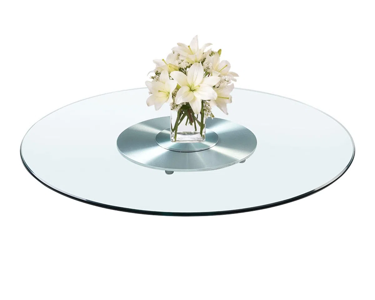 Lazy Susan Plateau tournant rond en verre transparent pour table de salle à manger 83,8 cm, 88,9 cm, 99,1 cm, 109,2 cm