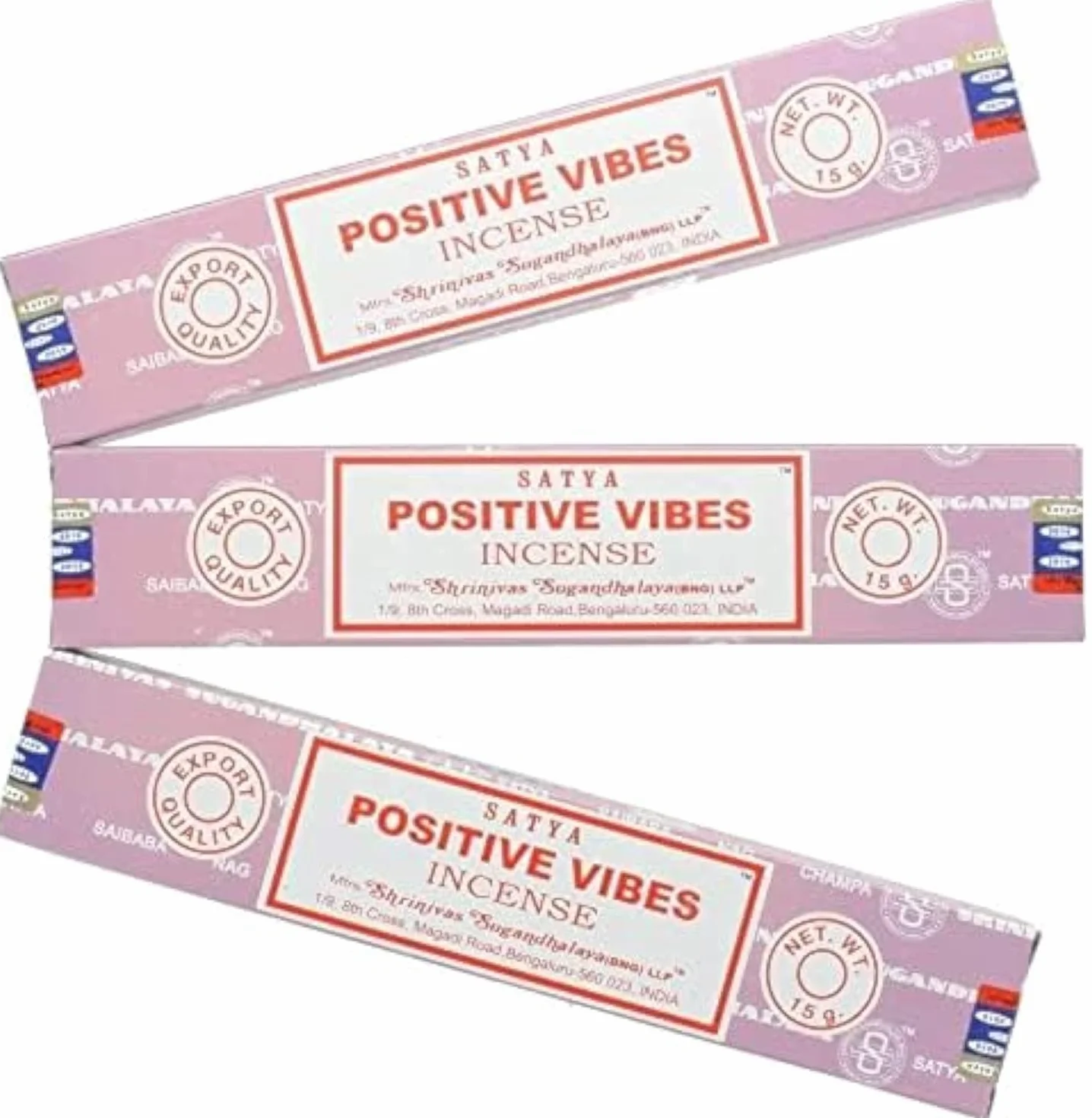 Satya Nag Champa Encens Lot de 3 Bâtons Positive Vibes