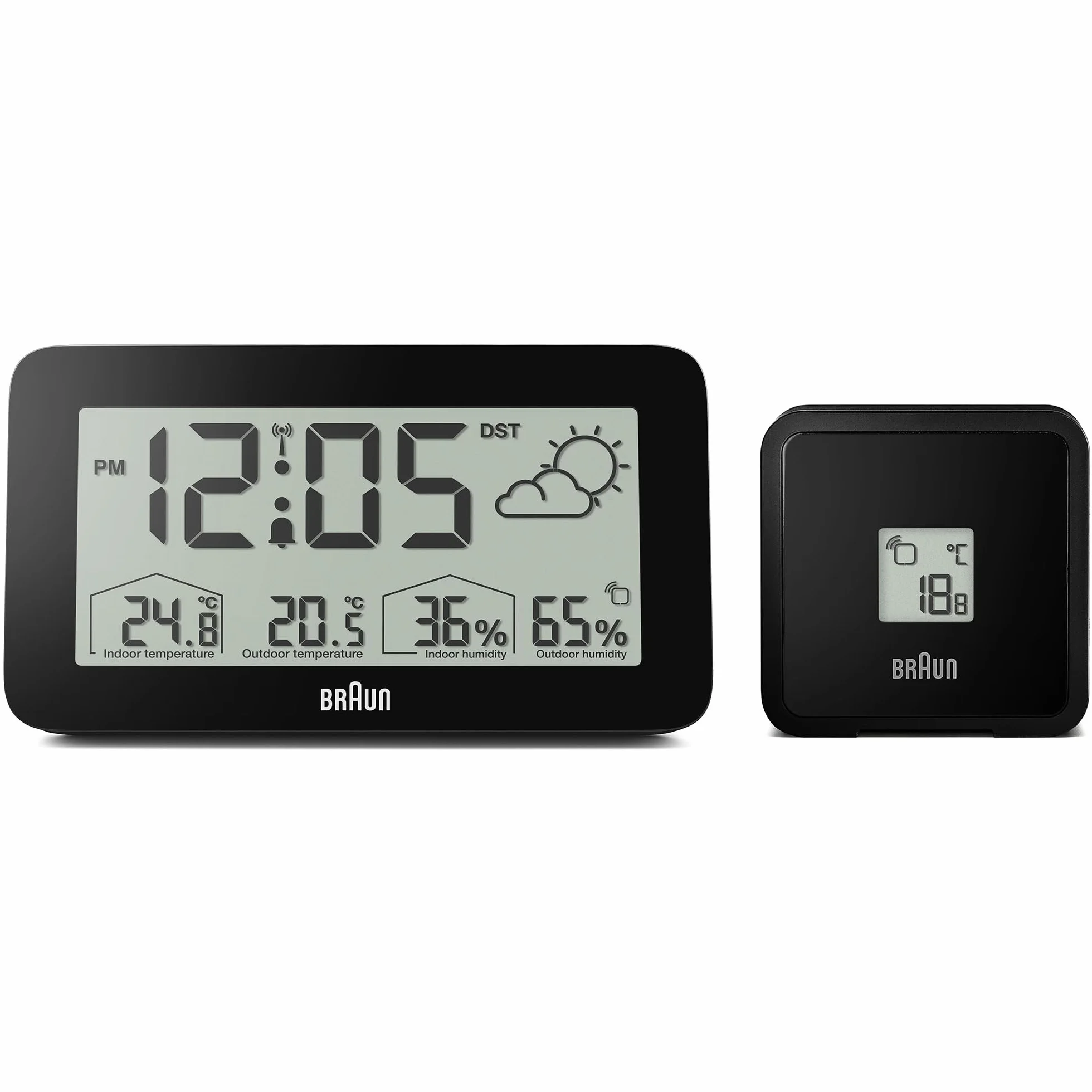 Braun BC13BP-DCF Station météo numérique radio-pilotée avec réveil, température, humidité, prévisions et alarme
