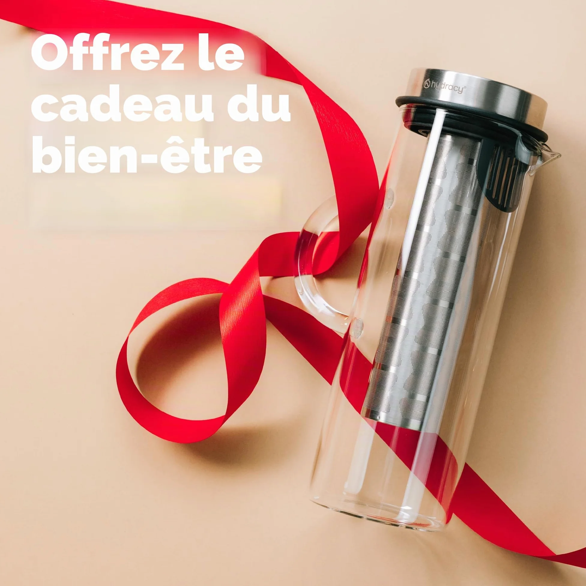 Cafetière Hydracy 1,5L Verre Borosilicate Acier Inox pour Café Thé Glacé Infusion Fruits