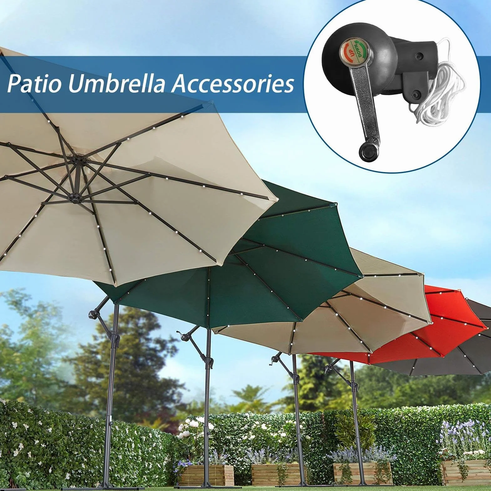 Poignée Manivelle Parasol Pièces de Rechange Accessoires Parasol Déporté Extérieur