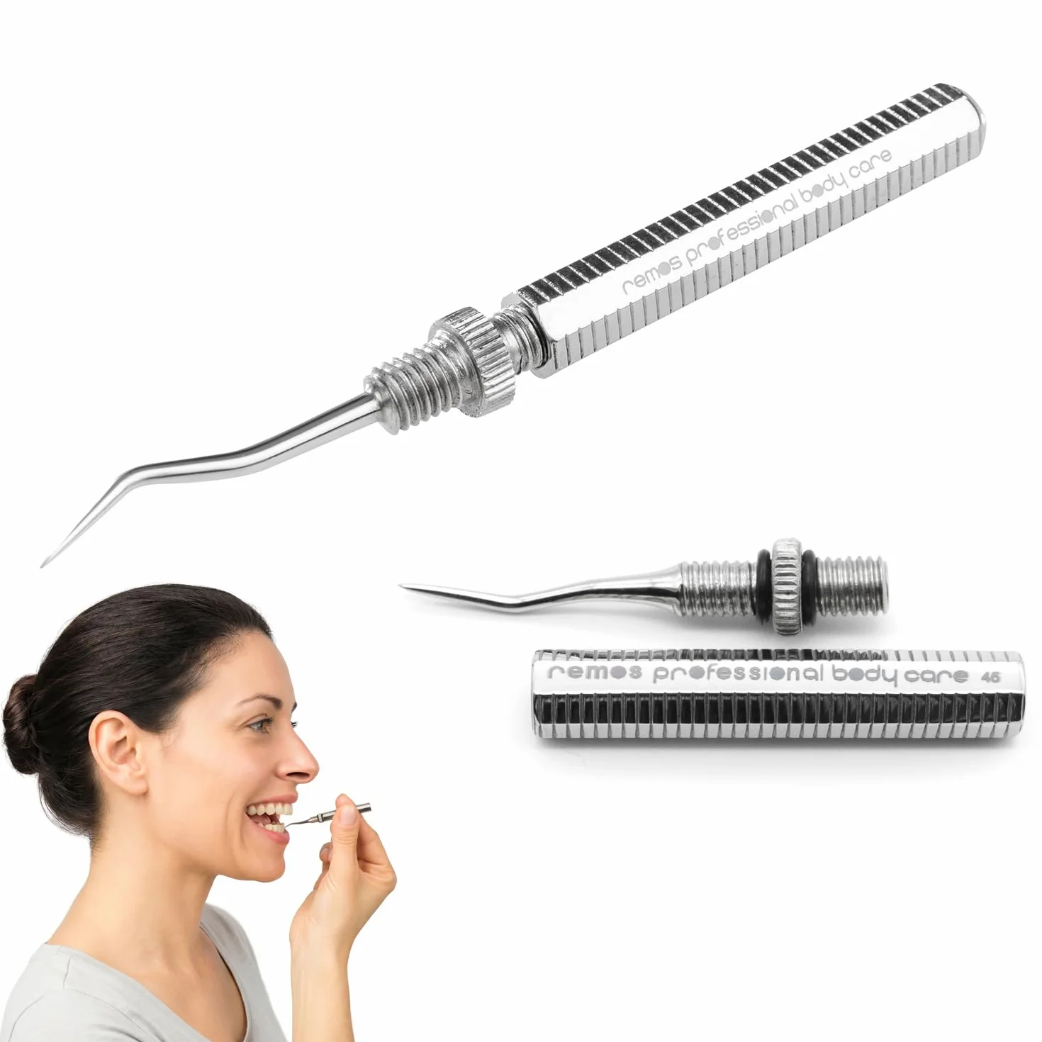 Cure-dents acier inoxydable pointe courbée dévissable REMOS