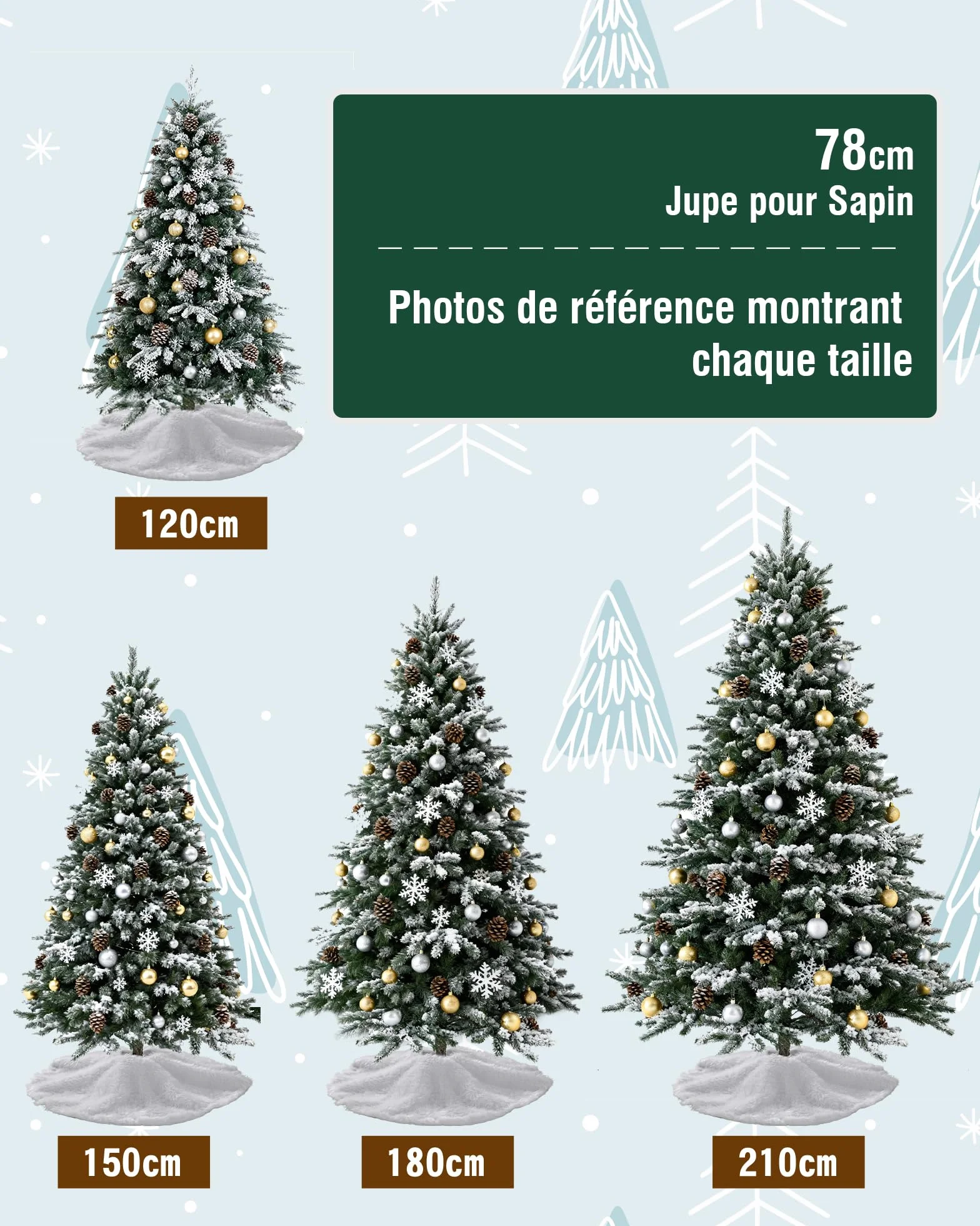 LIHAO Jupe de Sapin de Noël Cache Pied Tapis Peluche Blanc 78cm
