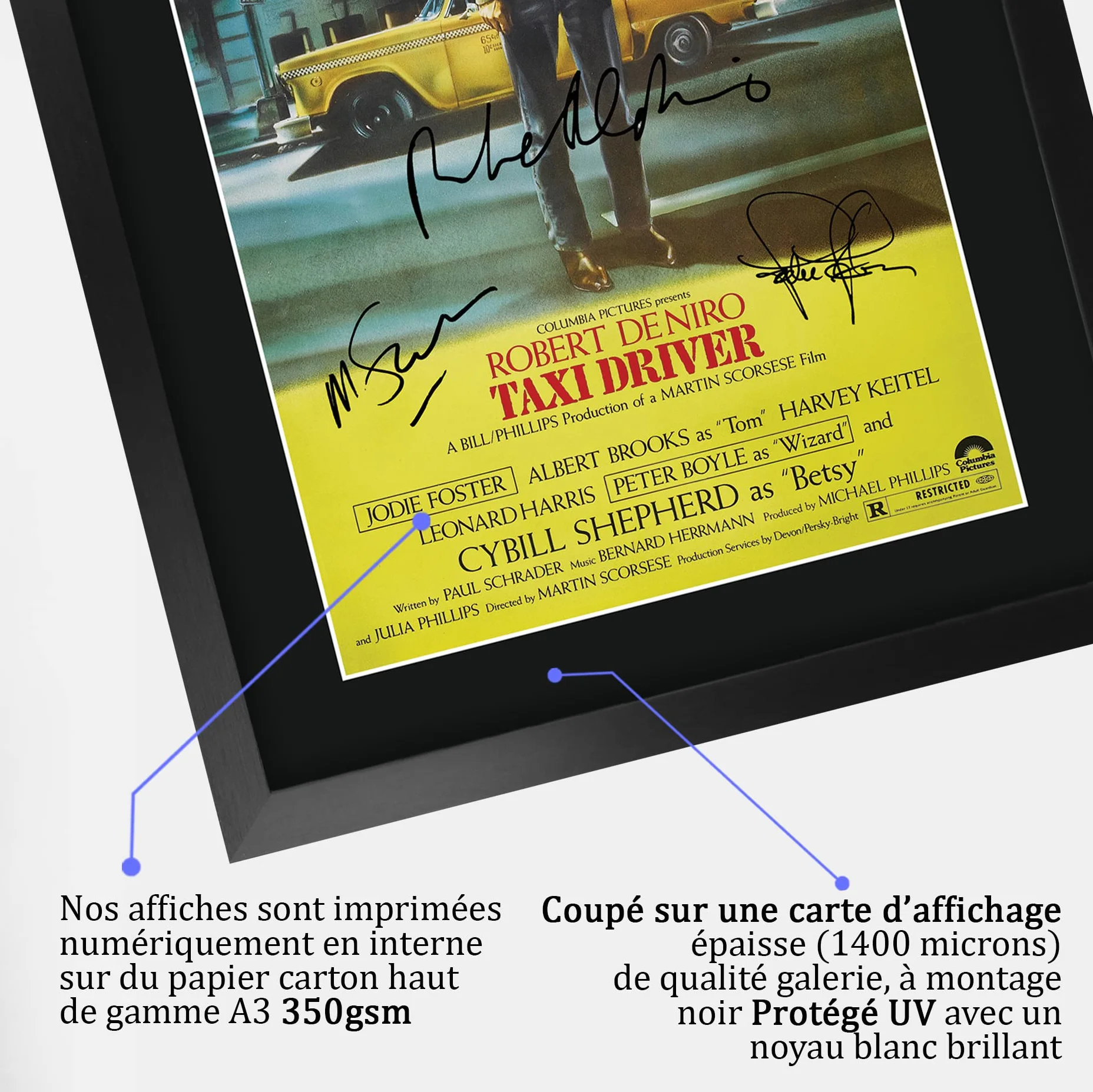 HWC Trading Taxi Driver Robert De Niro Jodie Foster Autograph Photo A3 Framed