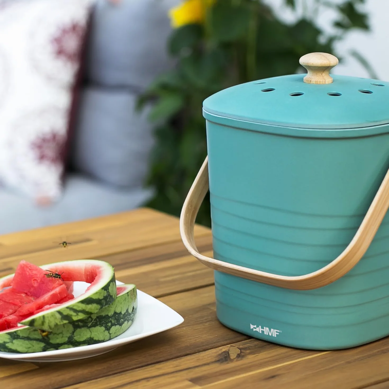 HMF Seau à Compost 3 L Noir Poubelle Bio Durable avec Couvercle