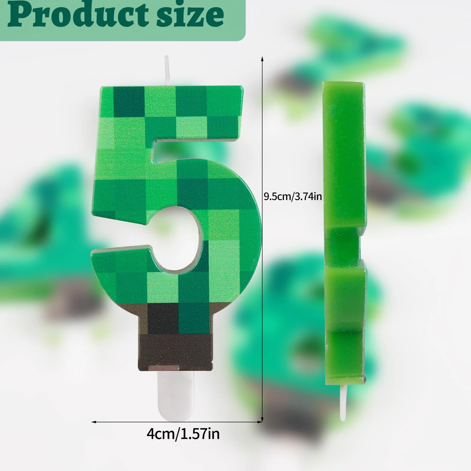 Yiran TNT Bougies Anniversaire 9 ans Personnalisées Vert Pixelisée Gâteaux pour Garçons Filles Décoration Fête