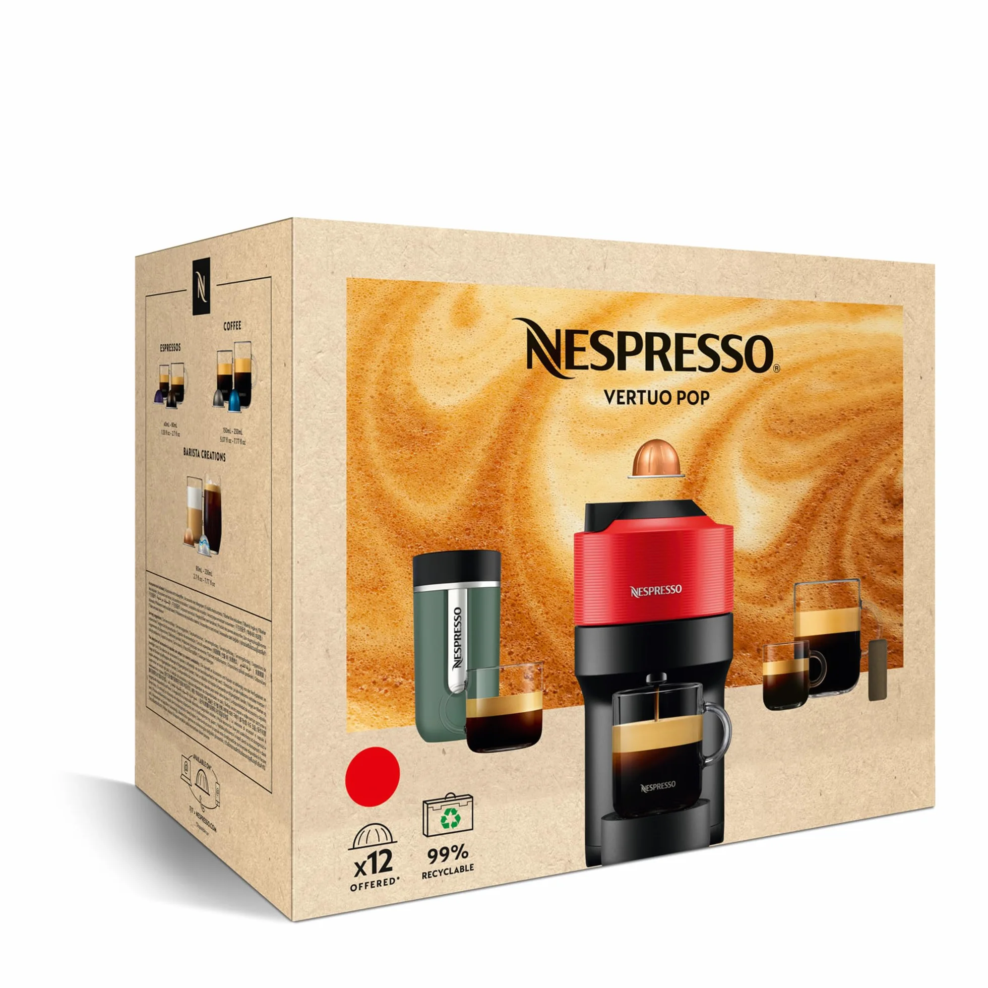 Nespresso Krups Machine à Café Vertuo POP Blanche, Capsules Vertuo, Centrifusion, 5 Tailles, Design Compact
