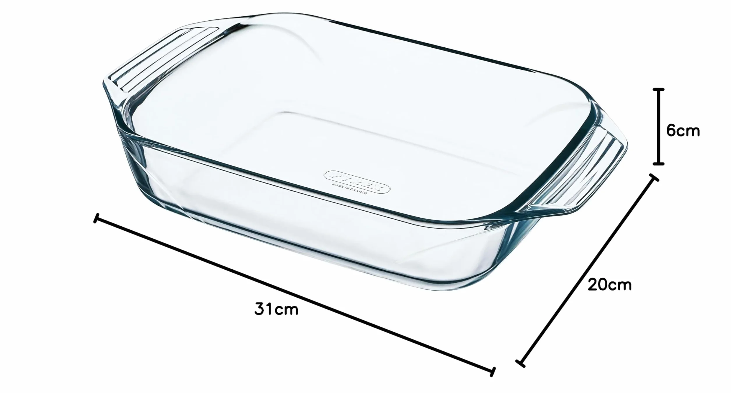 Pyrex Plat à Four Rectangulaire en Verre Transparent 31 x 20 cm