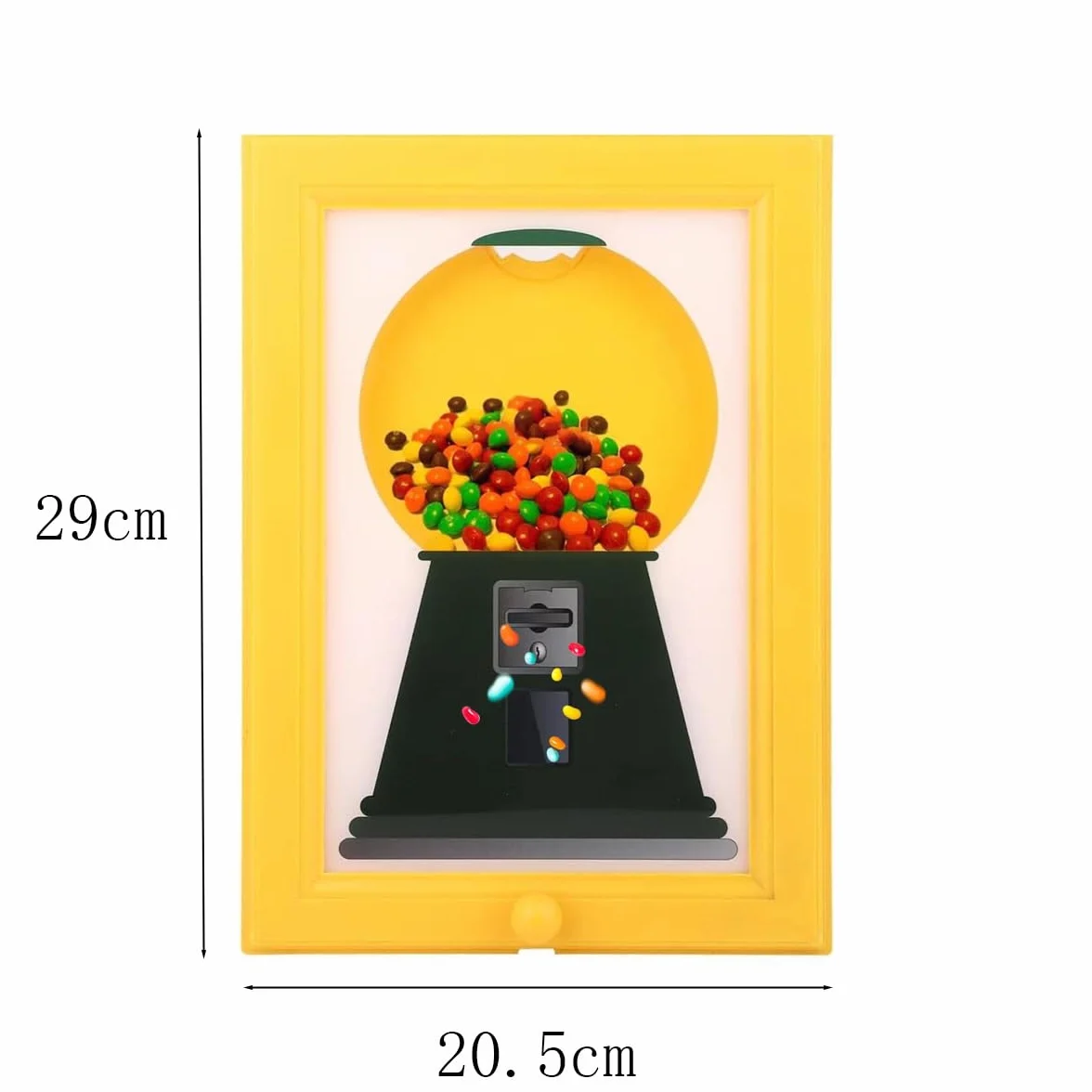 Distributeur de bonbons mural interactif avec cadre photo, pour cuisine ou bureau, jaune