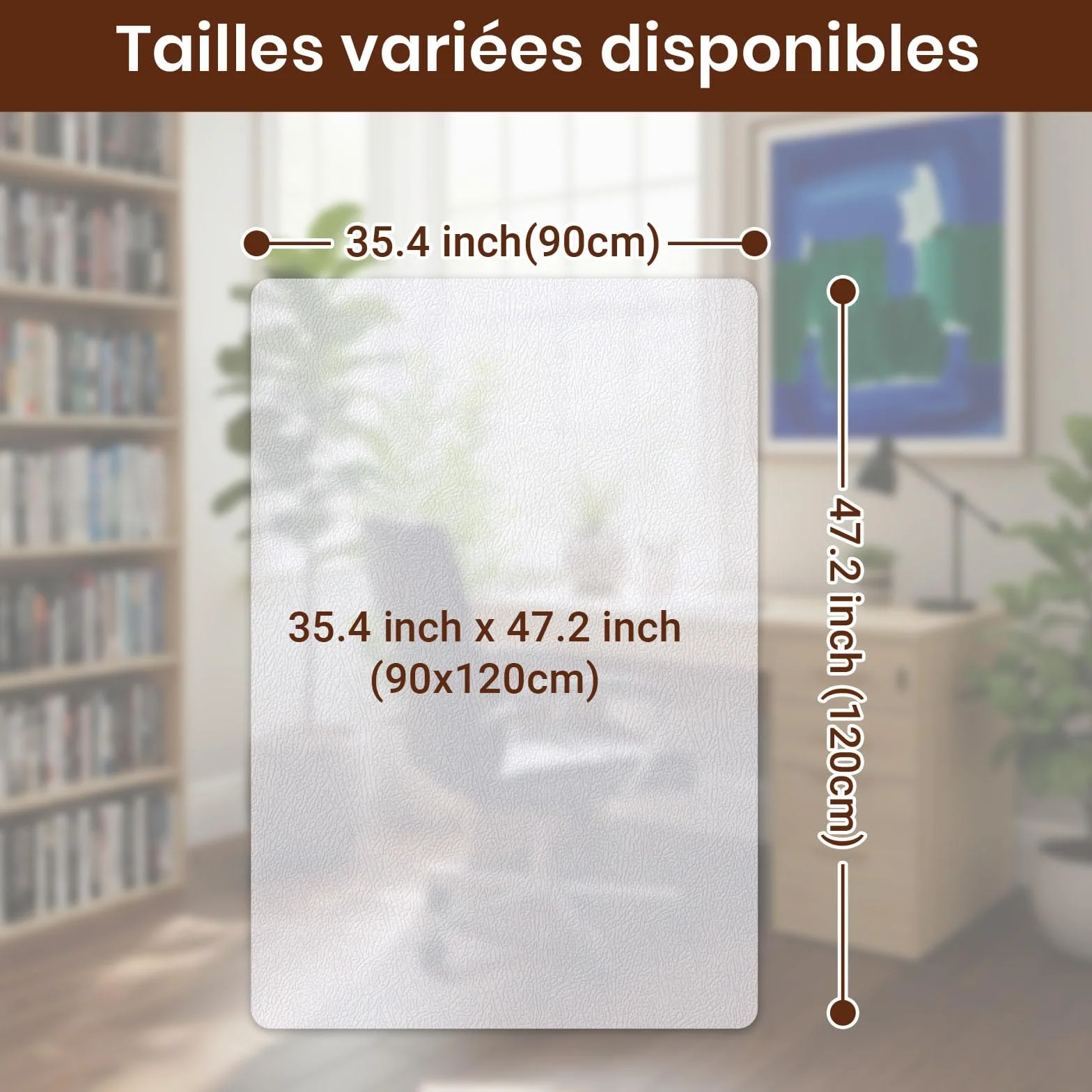 COSYLAND Tapis Chaise de Bureau Effet Givré 90x120cm Antidérapant Protège-Parquet