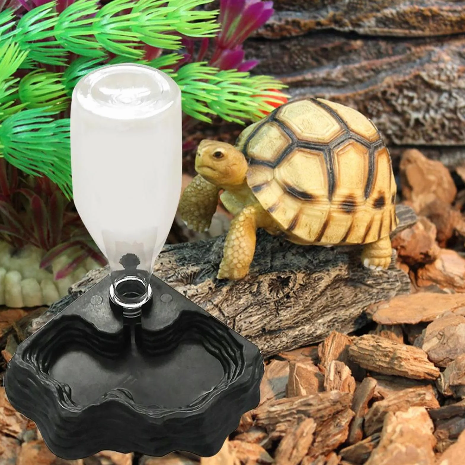 Distributeur d'eau pour reptiles Fontaine automatique pour terrarium cascade siphon amphibien bol à boire