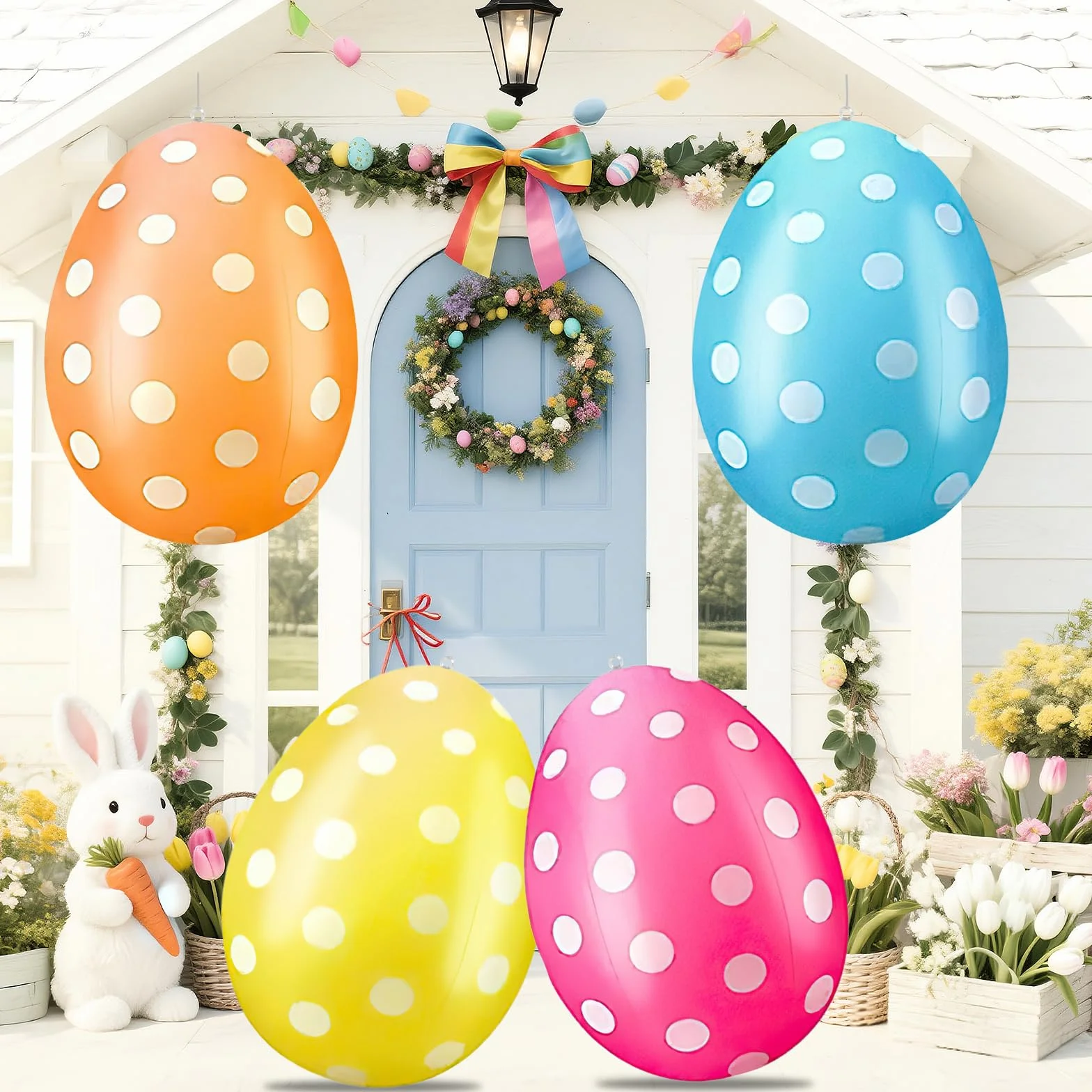 Oeufs de Pâques Gonflables 40 cm Décorations Géants pour Jardin Pelouse