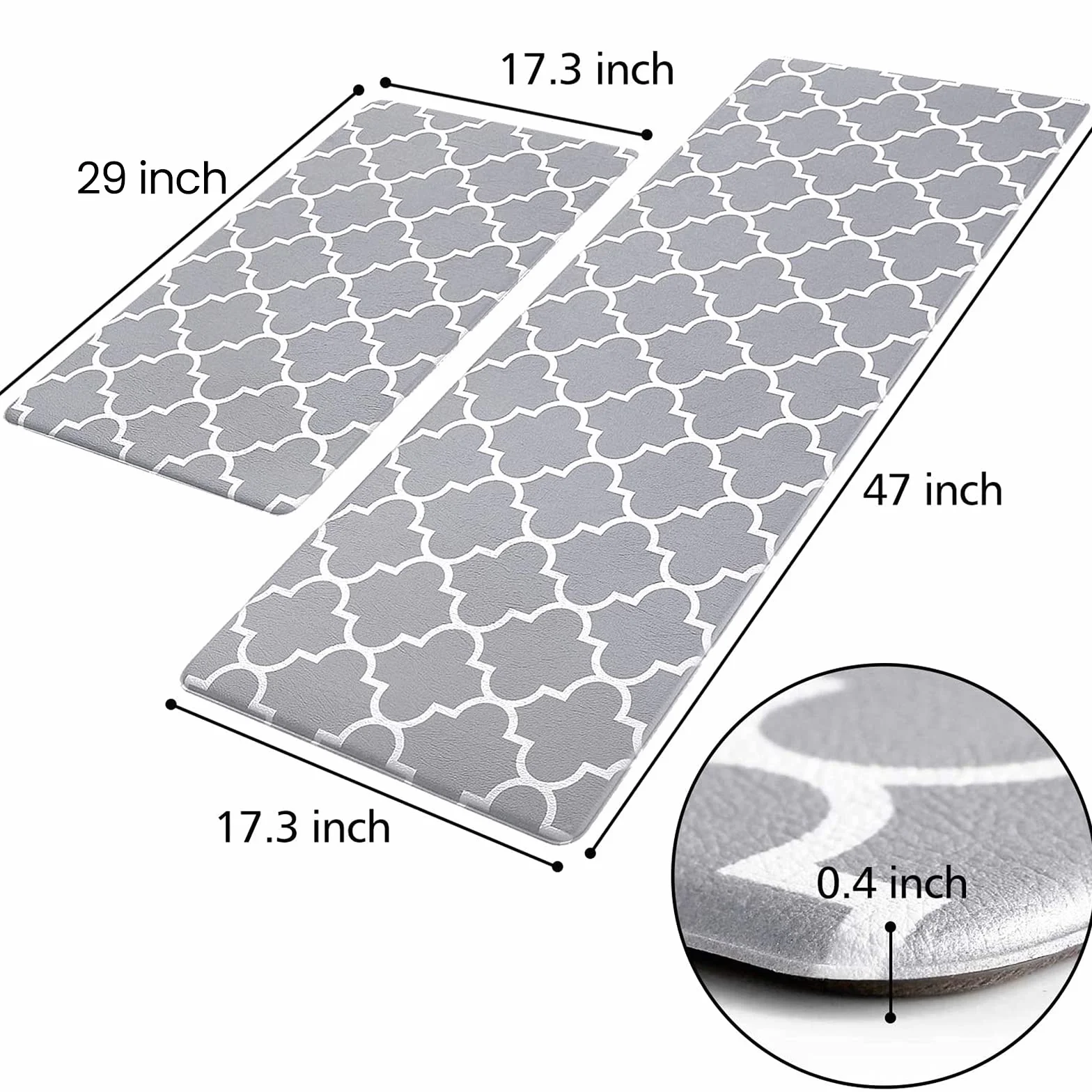 KMAT Lot de 2 tapis de cuisine anti-fatigue ergonomiques en PVC résistants