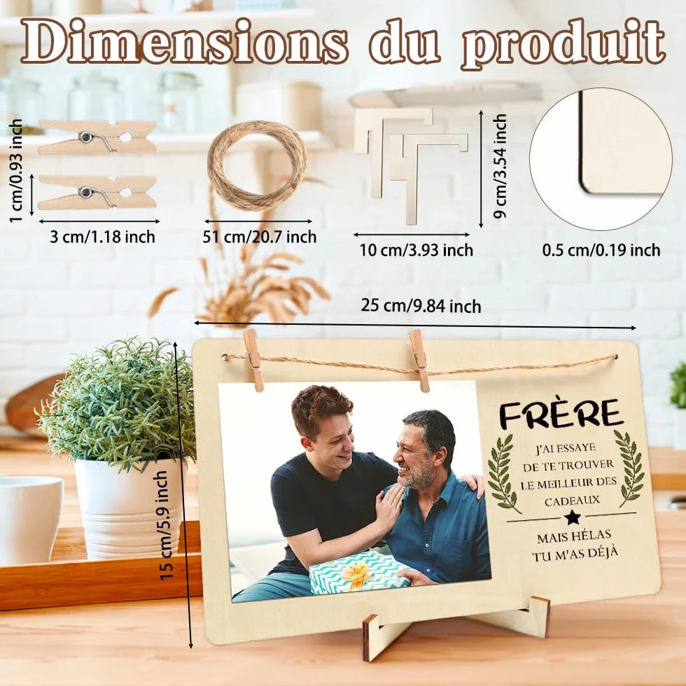 Cadre Photo en Bois Cadeau pour Mon Frère Anniversaire Saint-Valentin