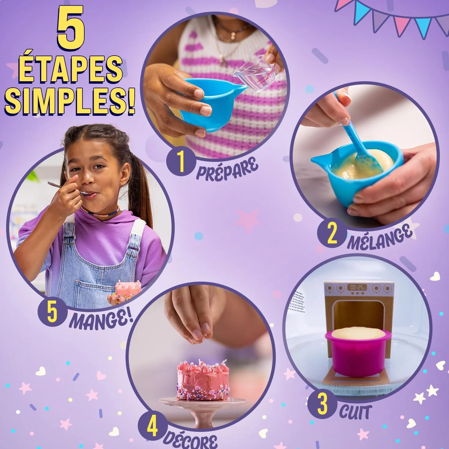 Kit Pâtisserie Créatif Licorne pour Enfants dès 6 Ans - Préparations pour Gâteaux + Glaçage + Déco - Cuisson Micro Ondes