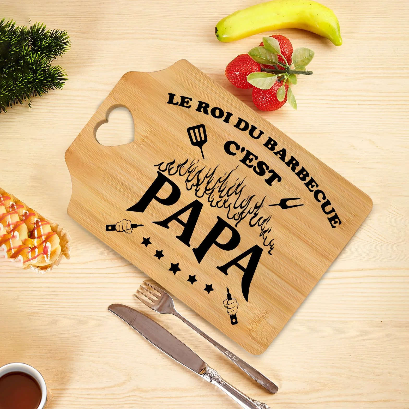 Planche à découper en bambou Cadeau pour Papa Fête des Pères Noël