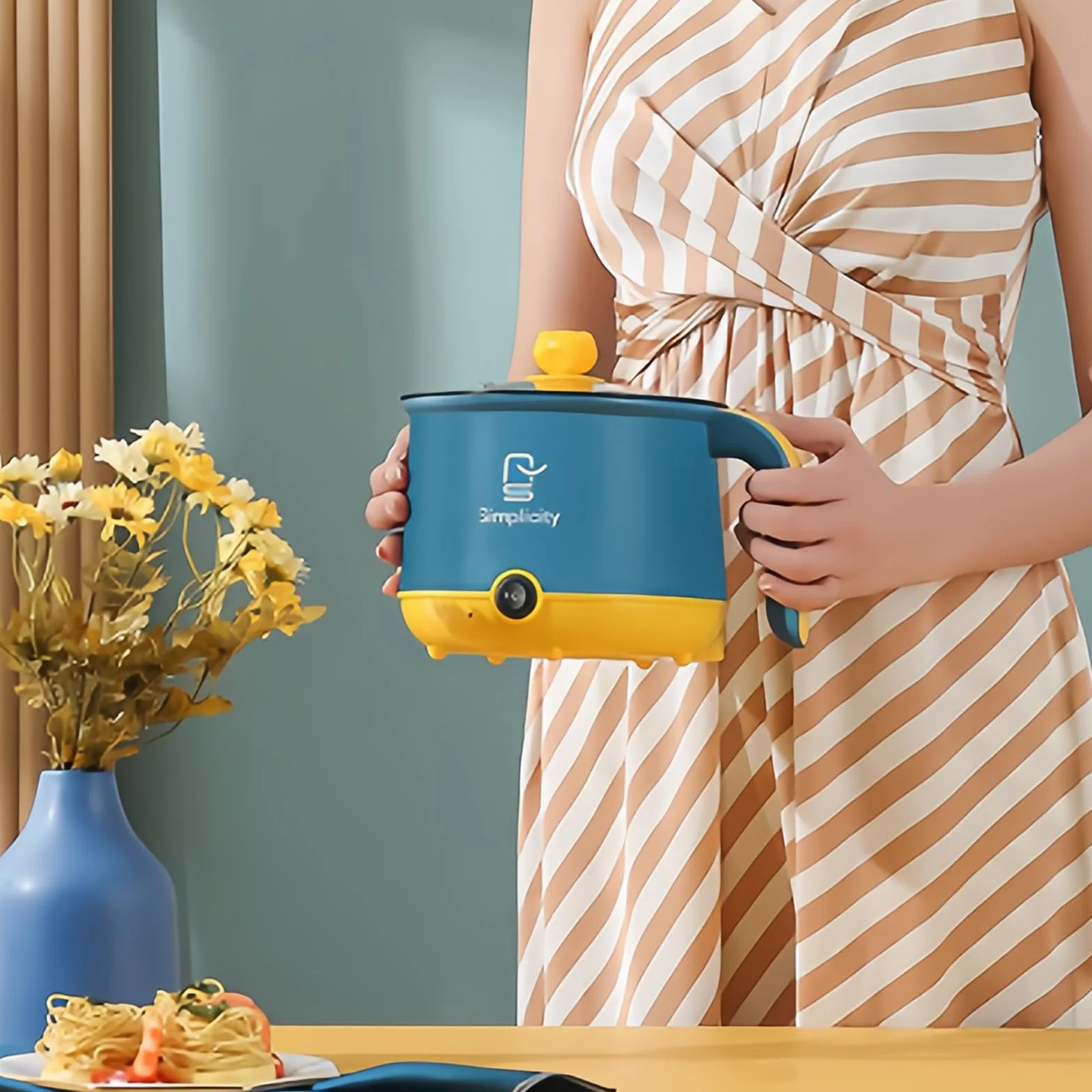 Cuiseur à vapeur électrique 1,8 L antiadhésif pour maison