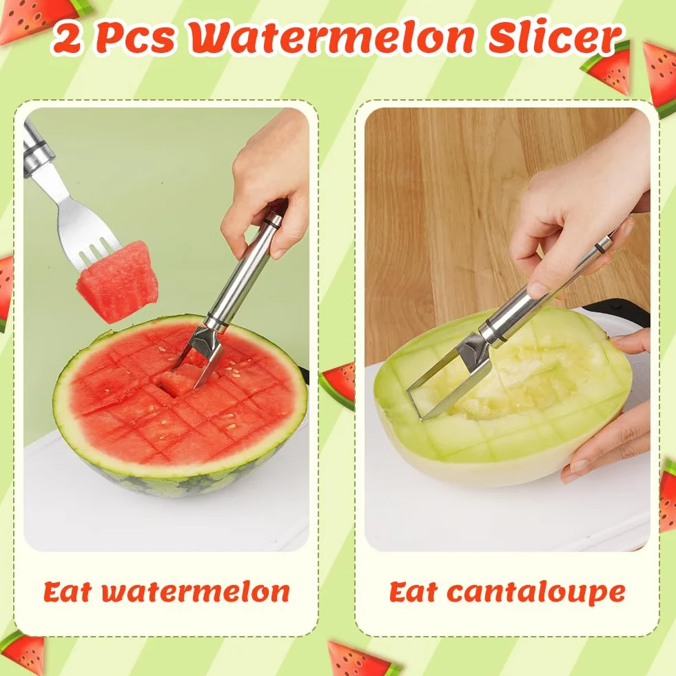 Coupe Fruits 2 en 1 Acier Inoxydable Cuillère à Melon Outil Double Tête OSDUE