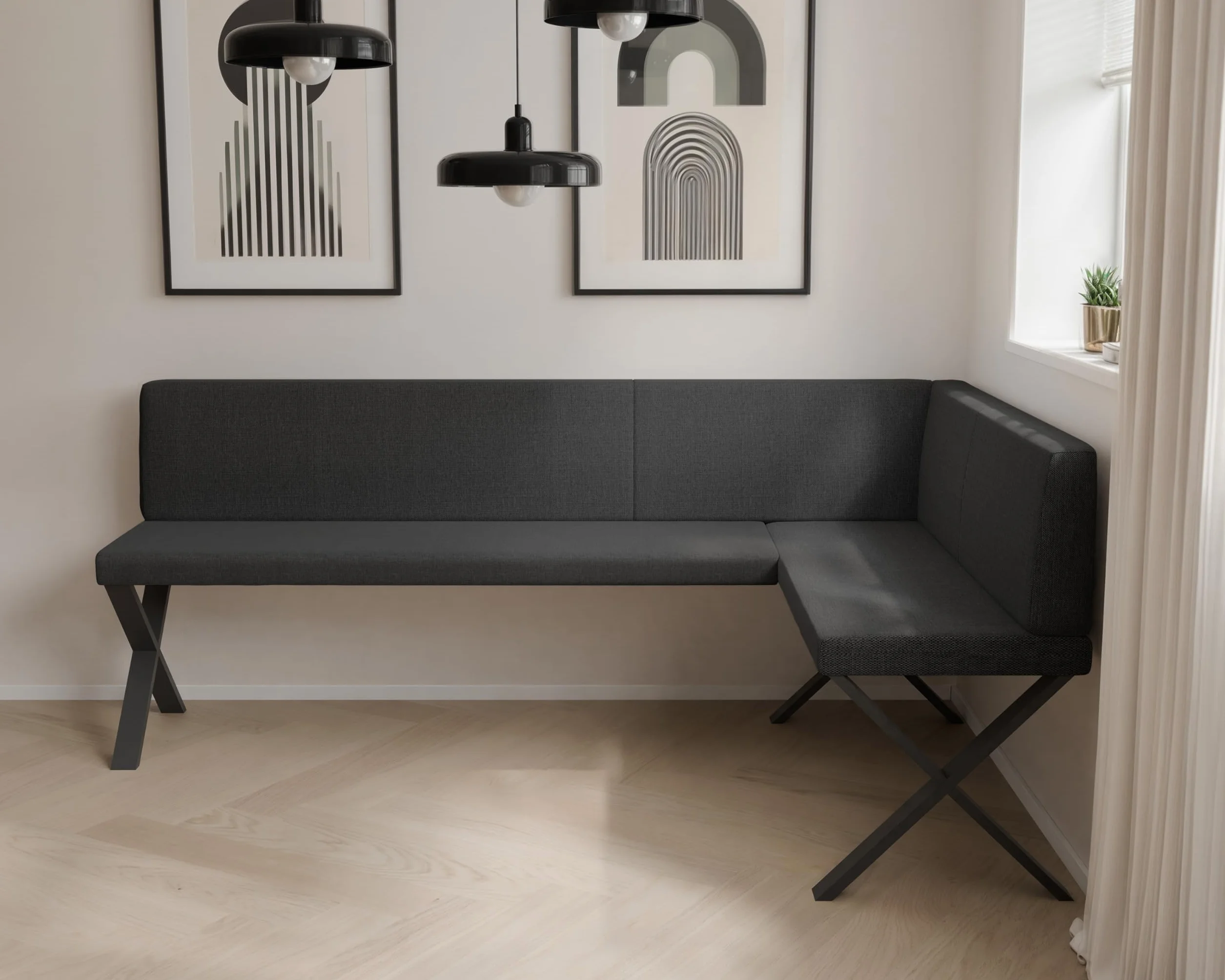 Banquette d’Angle tapissée 128x168 cm Gauche/Droite avec Dossier – Meuble d’Angle pour Cuisine