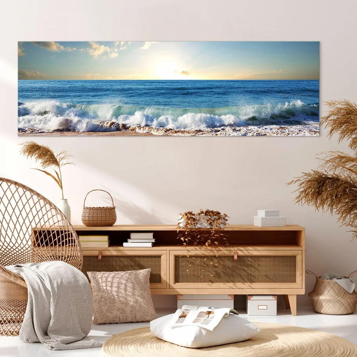 Tableau Decoration Murale 160x50cm mer rivage eau Chambre Cuisine Panoramique Deco Cadre Salon Art
