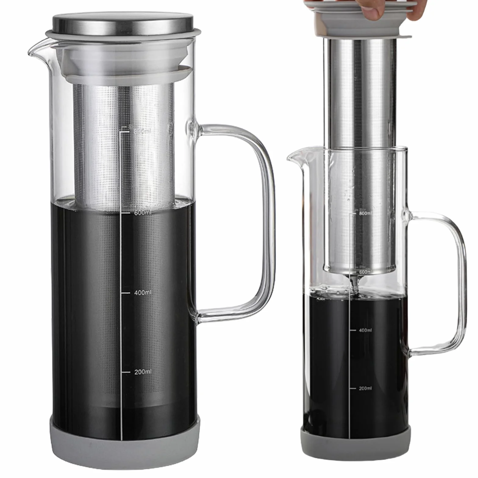 Cafetière Cold Brew Coffee Maker en verre borosilicate 800 ml avec filtre inoxydable 304