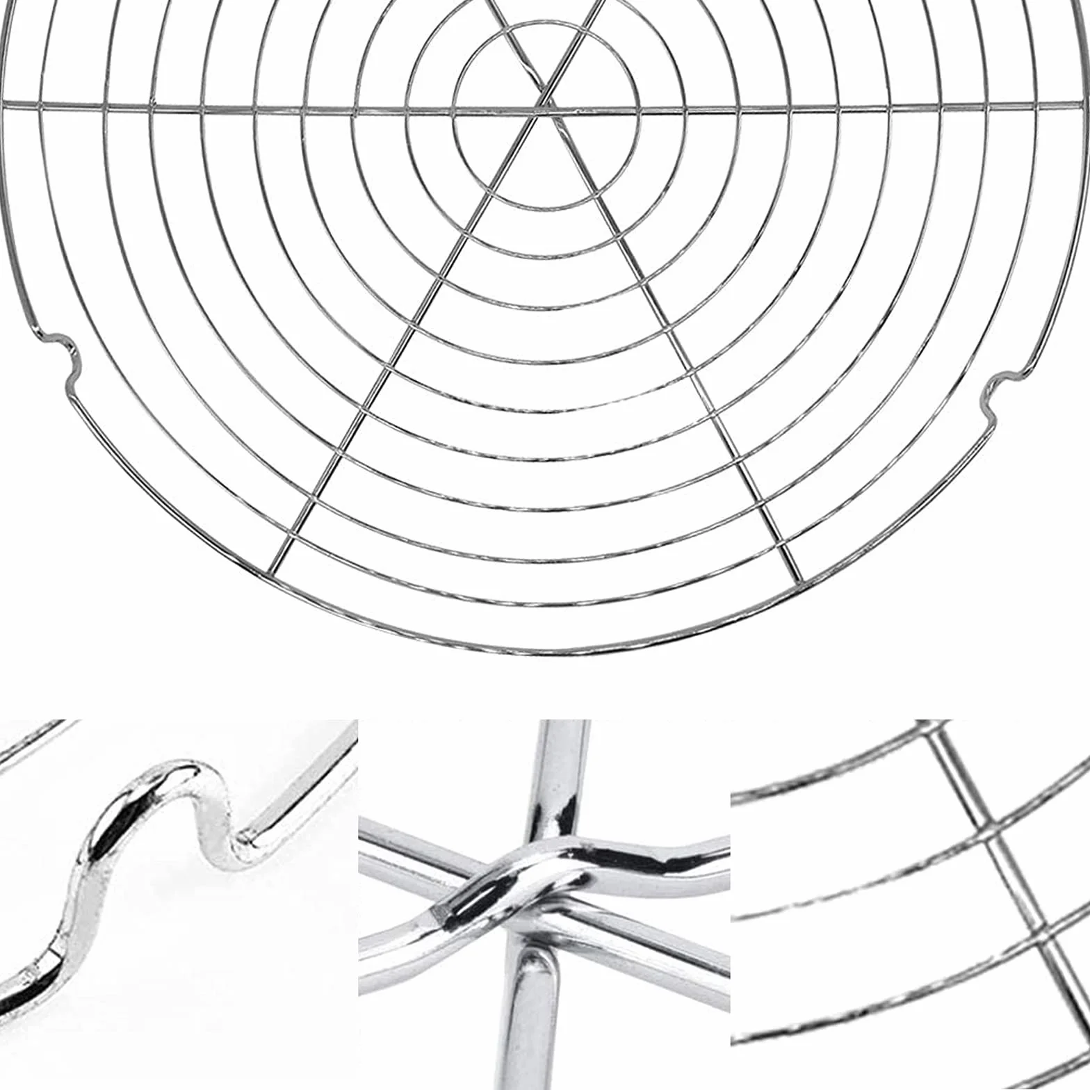 Grille de Refroidissement Ronde 2 Pièces pour Gâteau Argent