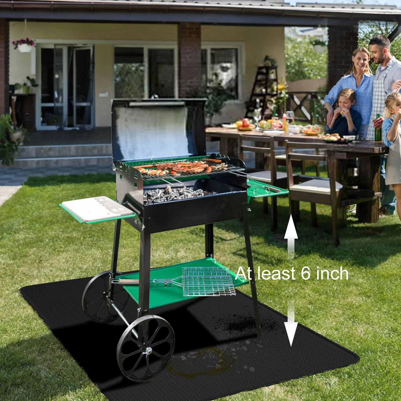 Tapis ignifuge anti-chaleur pliable 100x150 cm protection sol pour barbecue