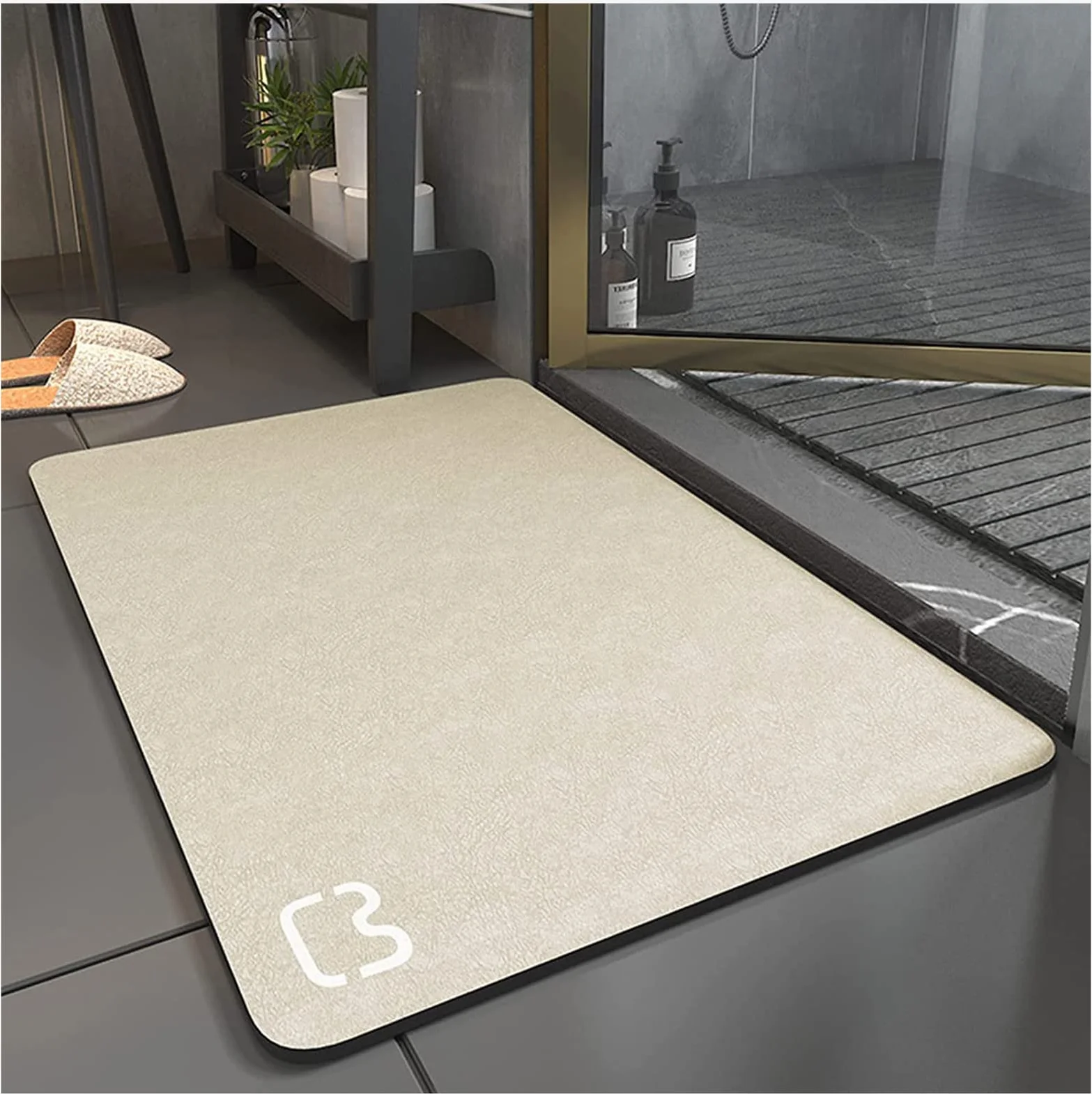 Tapis de Bain Antidérapant Diatomite Super Absorbant Microfibre Doux Séchage Rapide