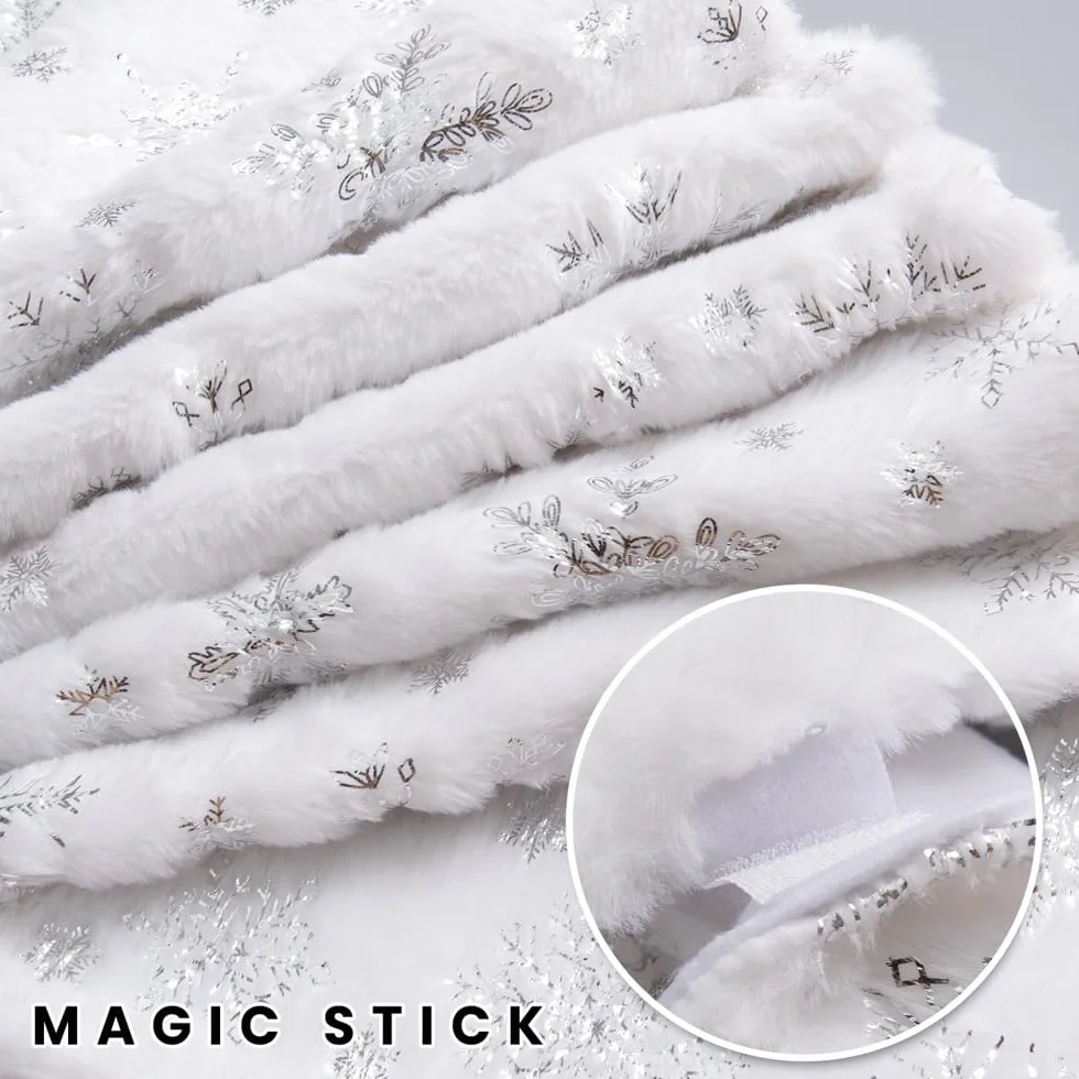 Jupe de Sapin de Noël 120cm, Tapis de Sapin de Noel, Grande Flocon de Neige Argent Cache Pied, Couvre-Pied d'arbre