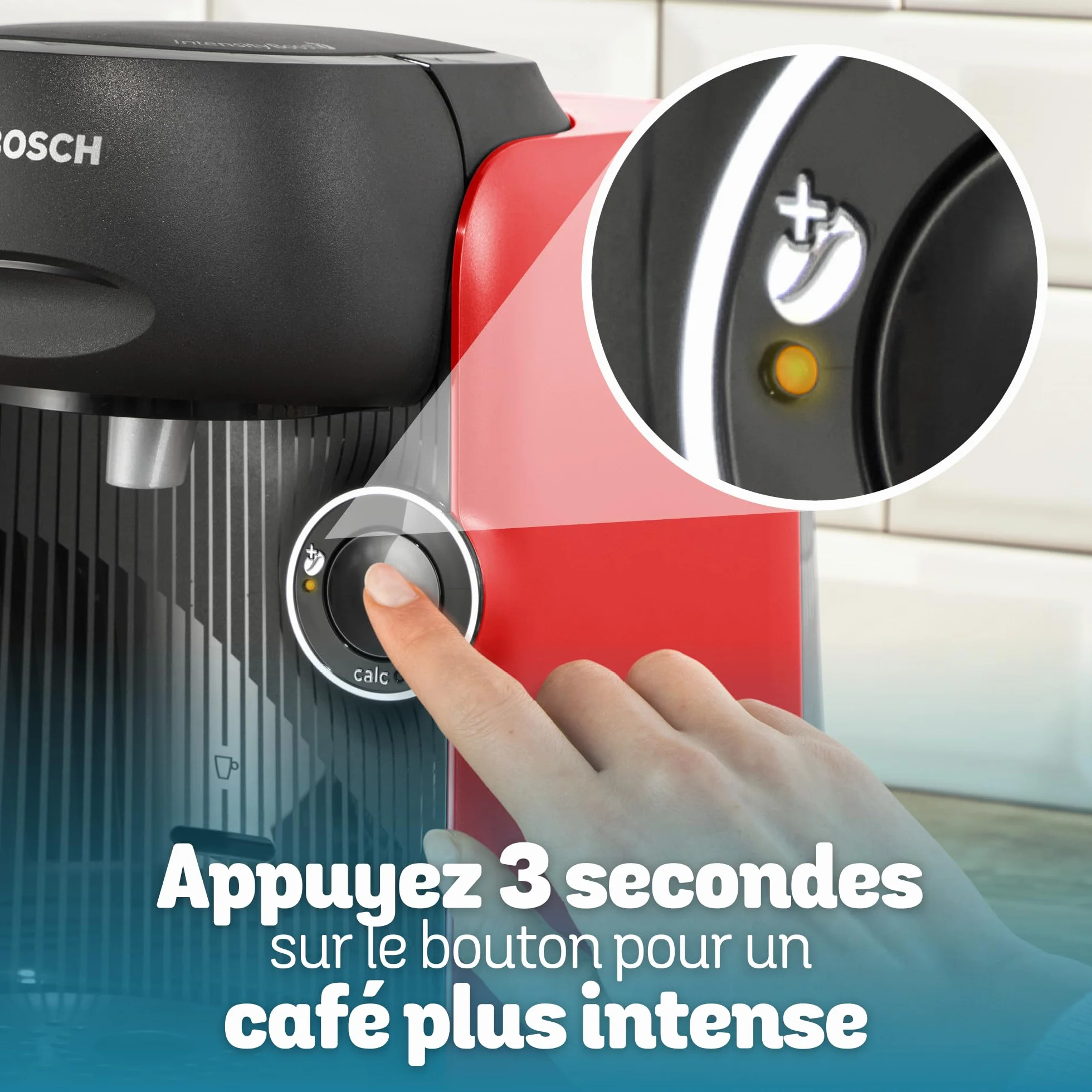 Bosch Tassimo Finesse TAS163E Machine à café multi-boissons, 70 boissons chaudes, IntensityBoost, cafétière à dosettes, rouge