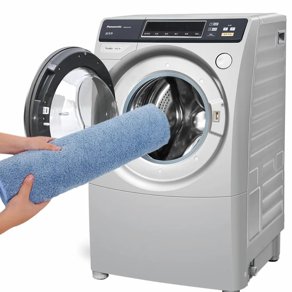 Lot de 2 Tapis Salle de Bain Bleu, Microfibre Antidérapants Lavable en Machine, 50 x 80 cm + 50 x 40 cm