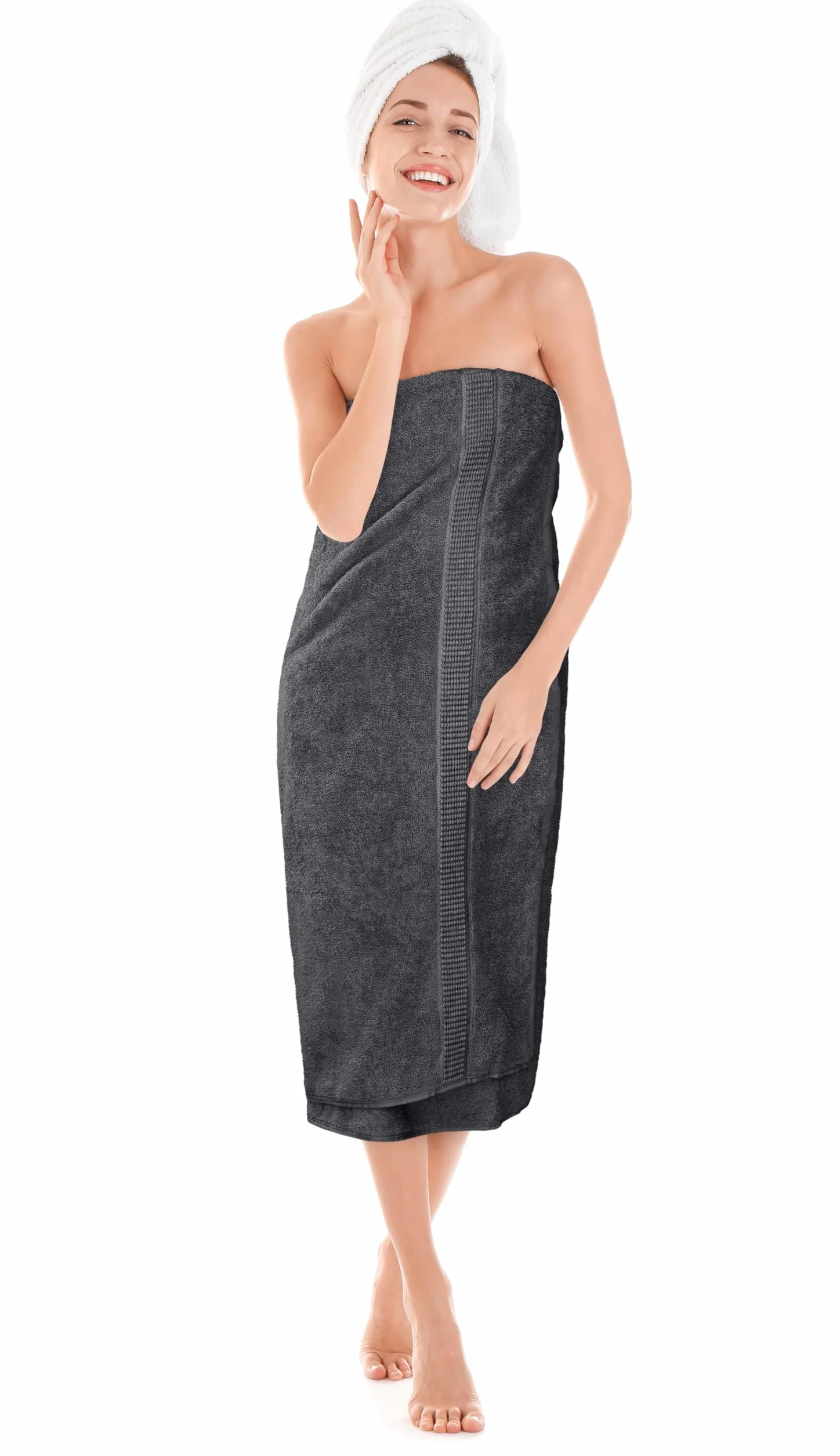 Utopia Towels Drap de Bain géant 2 pièces 100% Coton filé à Anneaux 90 x 180 cm Gris