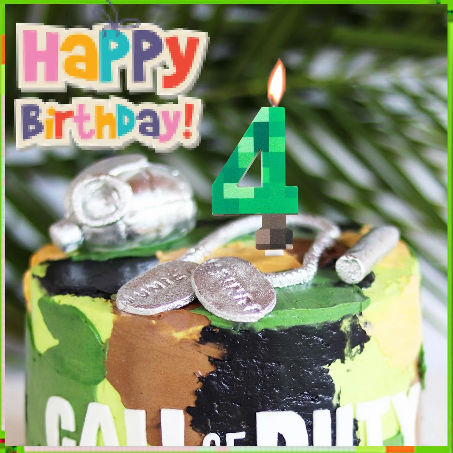 Yiran TNT Bougies Anniversaire 9 ans Personnalisées Vert Pixelisée Gâteaux pour Garçons Filles Décoration Fête