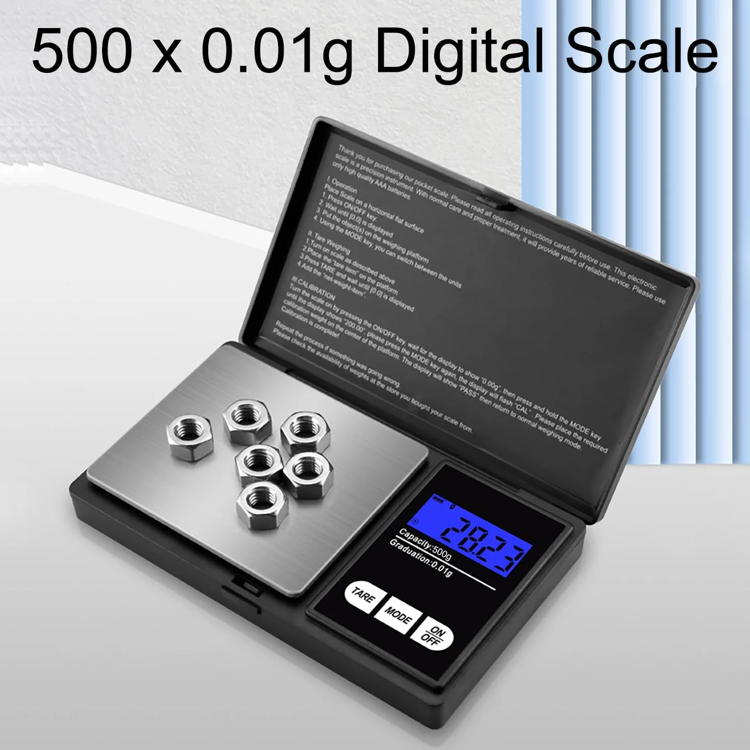 GeekerChip Balance de Precision 500g/0.01g Écran LCD Rétroéclairé Balance de Cuisine Numérique avec Tare