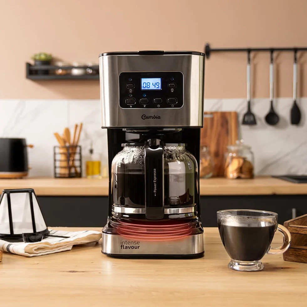 Cecotec Cafetière à goutte programmable Coffee 66 Smart Plus, 980 W, 12 tasses, ExtemAroma, AutoClean, Écran LCD, acier inoxydable, 1,5 L