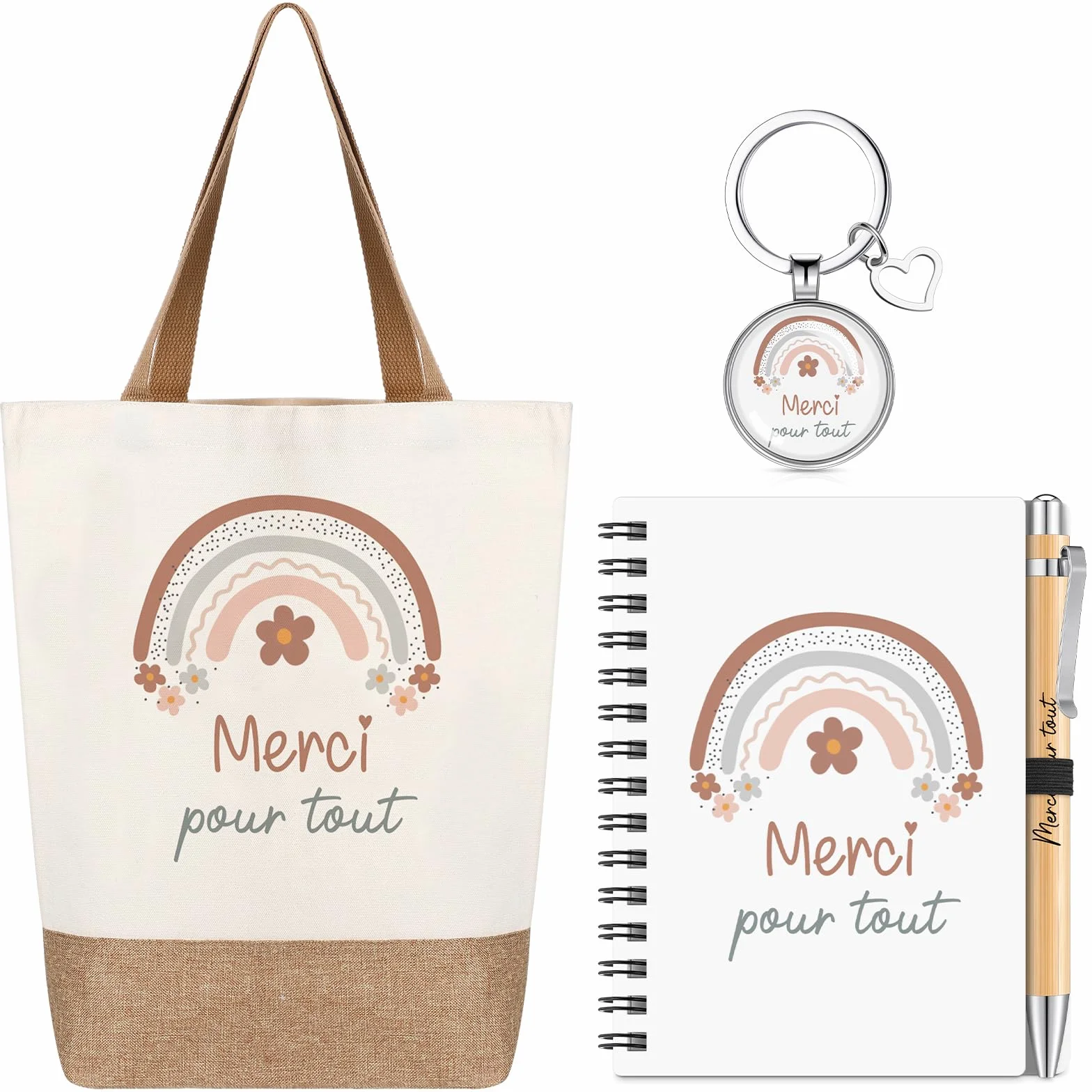 Merci Maîtresse Diplômé Cadeau Sac Fourre-Tout Carnet Stylo Porte-Clés Fin d'Études Adieu Enseignant
