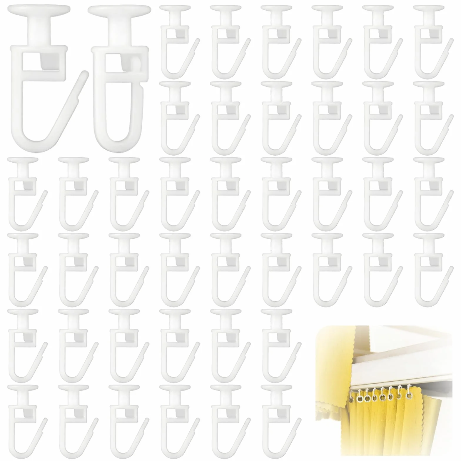 Crochets de Rideau Tête 11 mm 125 Pièces pour Rails et Tringles Plafond