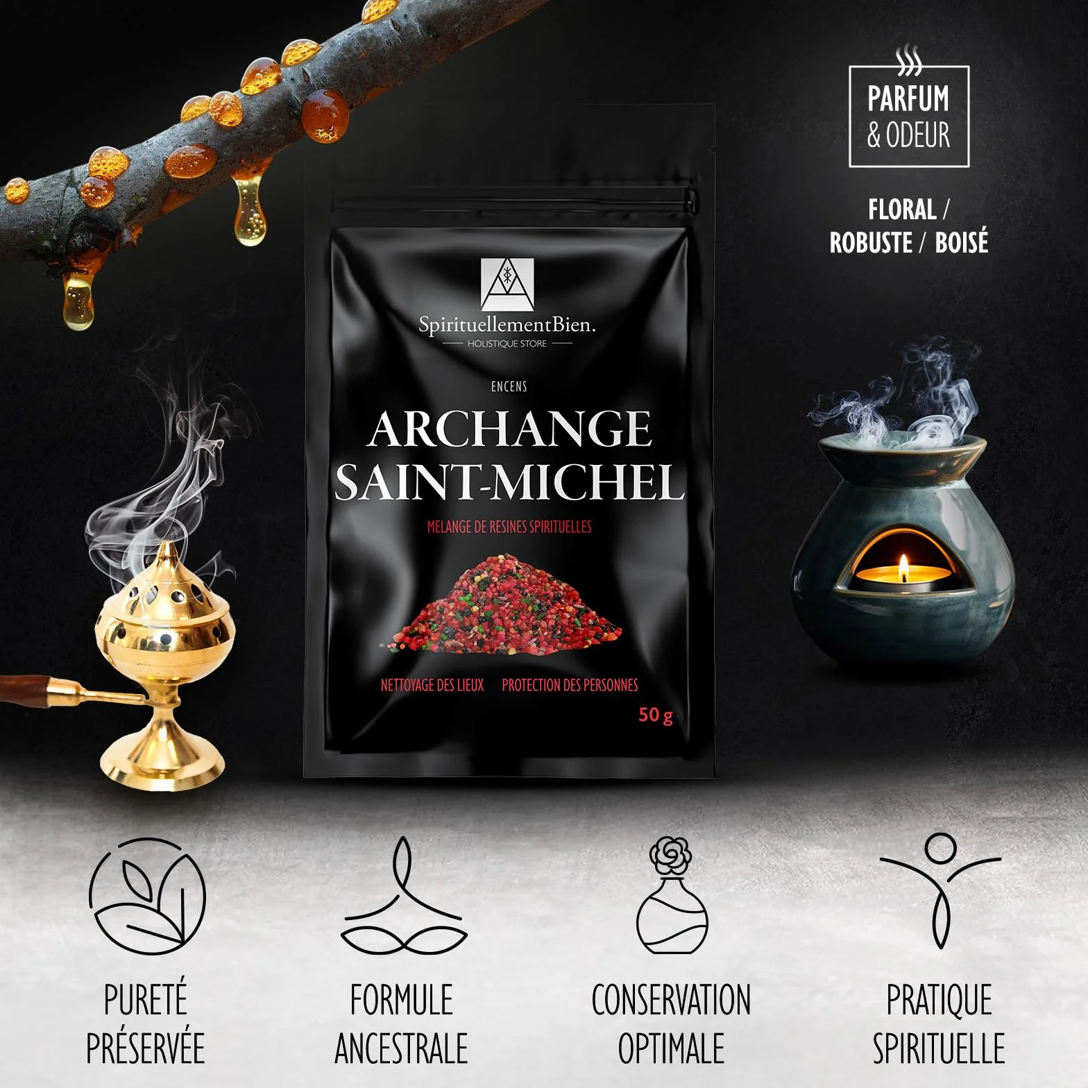 Encens Archanges St Michel résine 50gr Fumigation Brule Parfum Protection