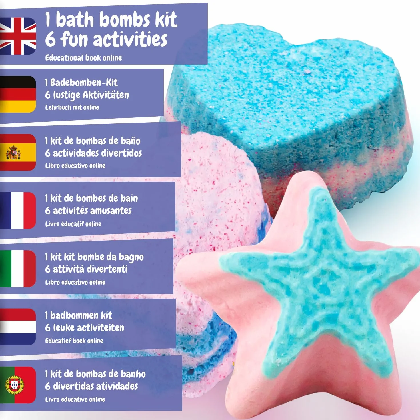 Science4you Fabrique Bombe de Bain pour Enfants: Création Boule de Bain, 6 Expériences Scientifiques, Coffret de Sciences pour Fille & Garçon 7+ Ans