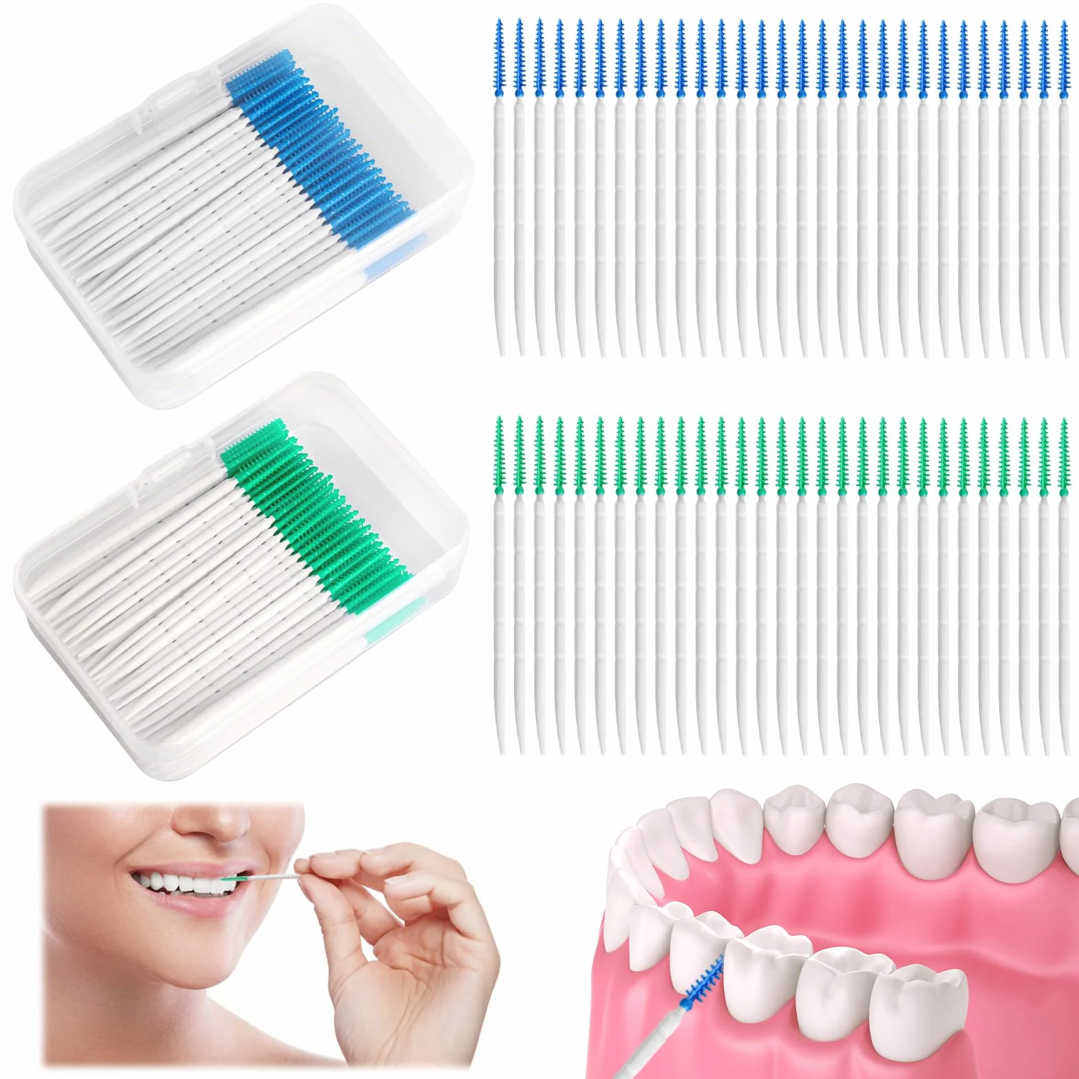 Cure Dent Plastique 2-en-1 Portable 400 Pièces Nettoyer Entre les Dents