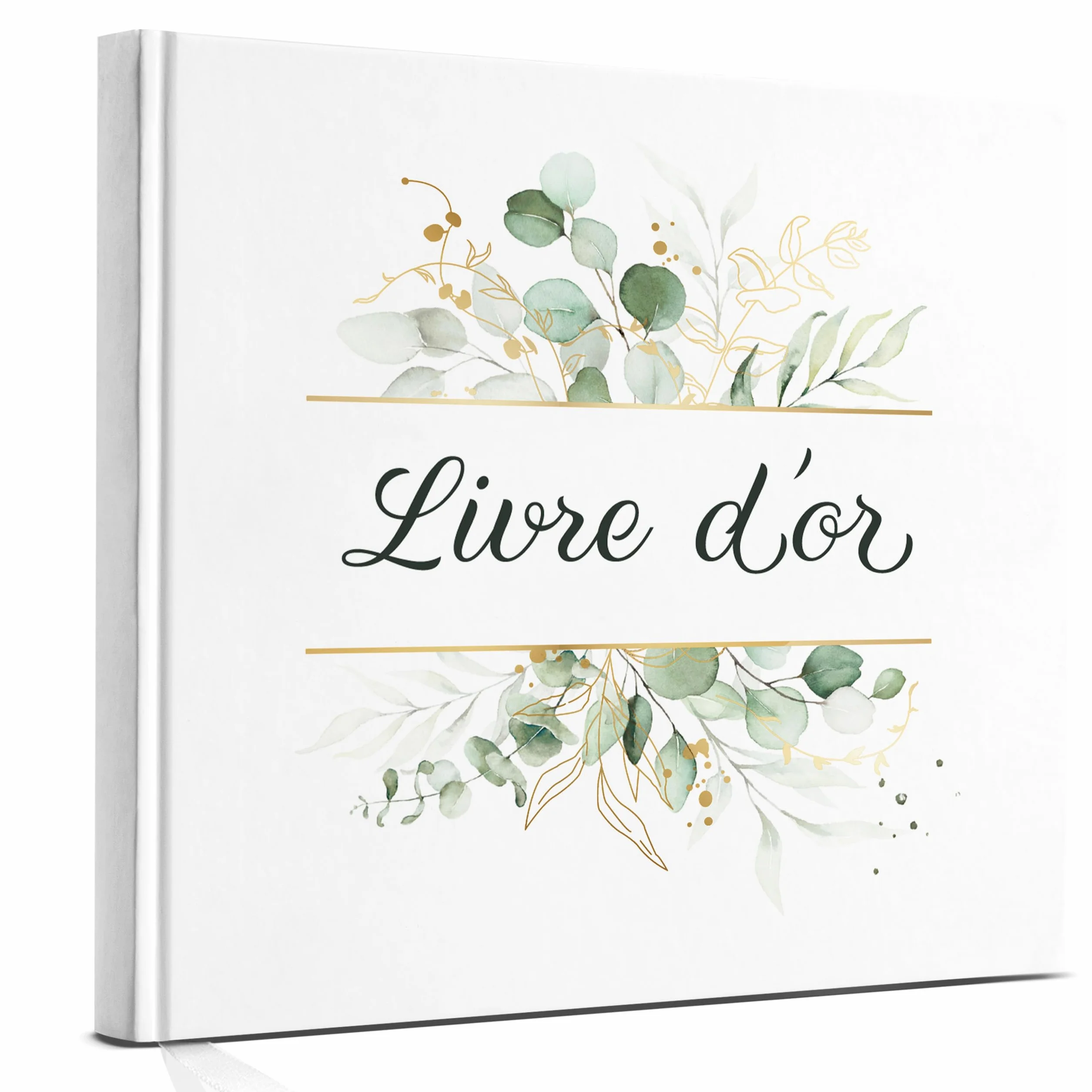 Livre d'or élégant à couverture rigide, 120 pages pour mariage, anniversaire, baptême