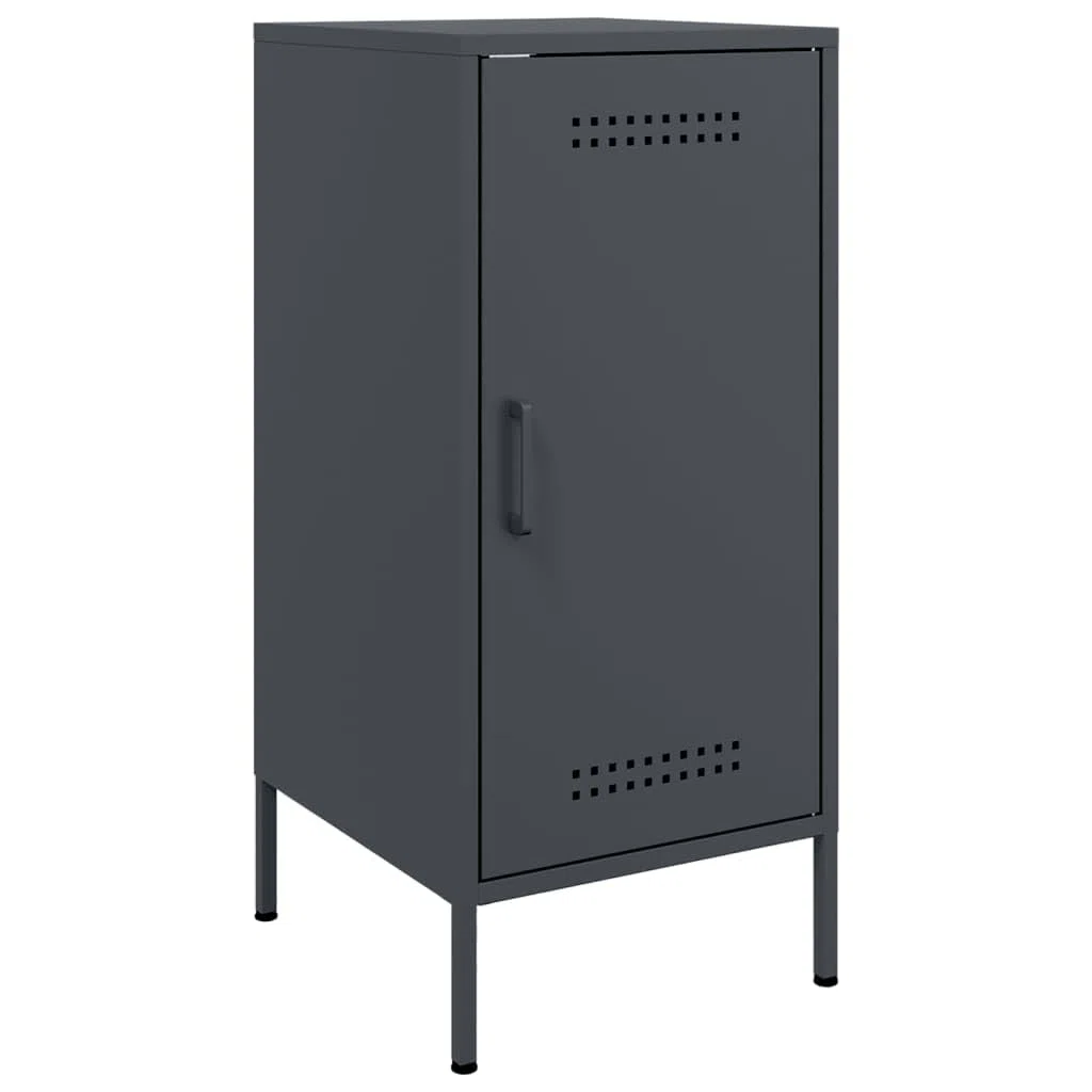 Buffet anthracite 36 x 39 x 79 cm, en acier laminé à froid, armoire avec porte, 2 compartiments, pieds réglables, organisateur robuste, pour chambre à coucher, salon