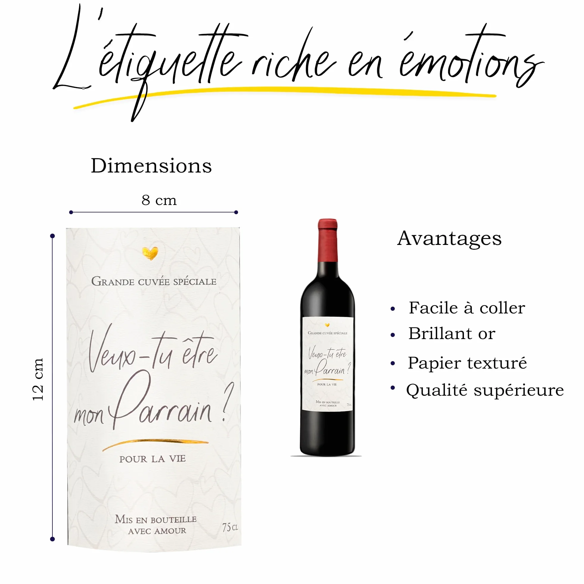 FunFest Etiquette Bouteille de Vin Demande Parrain Style Grande Cuvée