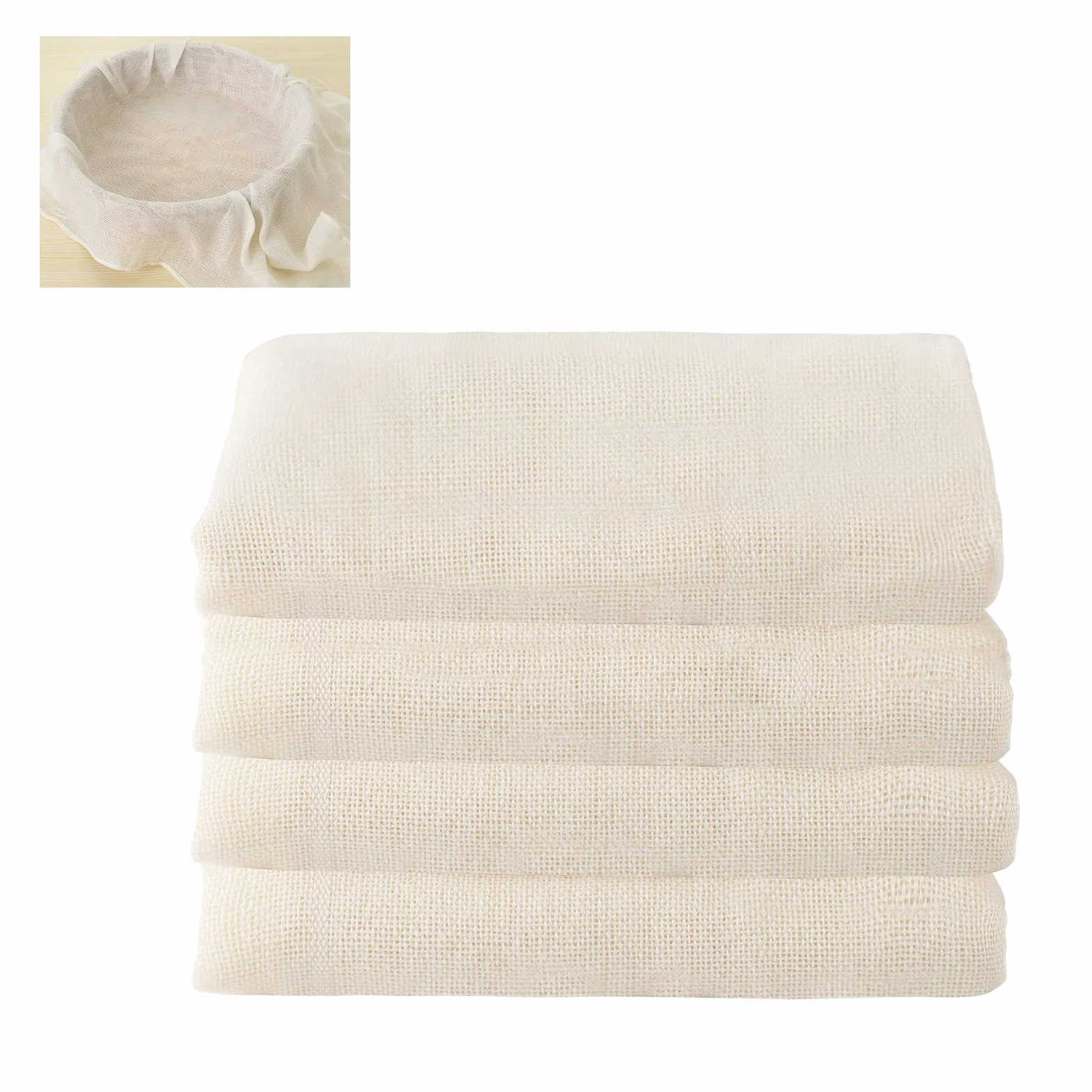 Etamine Alimentaire 50 x 50 cm Chiffon Cuisine Réutilisable Grade 100 Fine Tissu Non Blanchi Lavable pour Filtrer Jus Fromage Thé