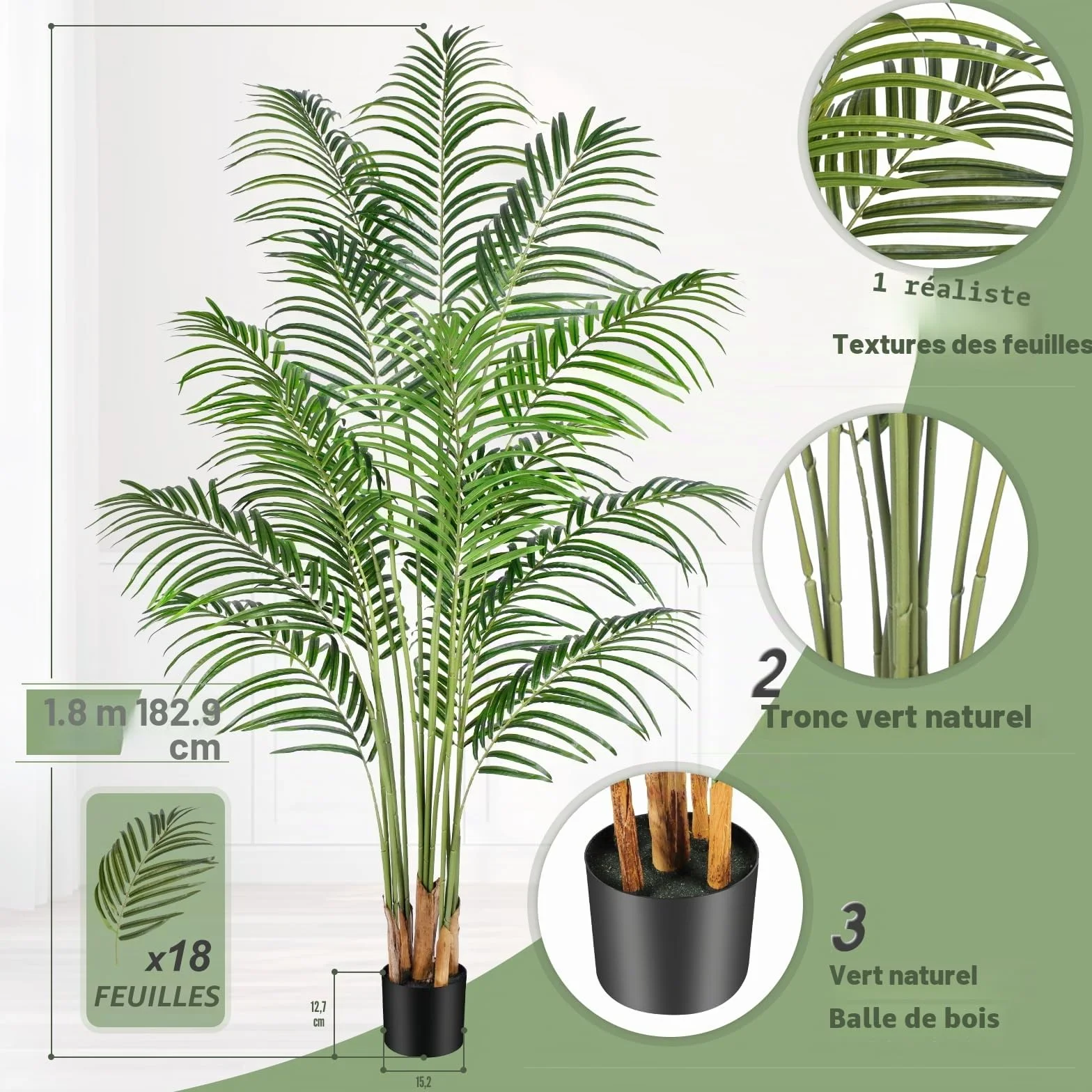 Sztuczna Palma Areca 180cm Fikus Plastikowy Roślina Dekoracyjna