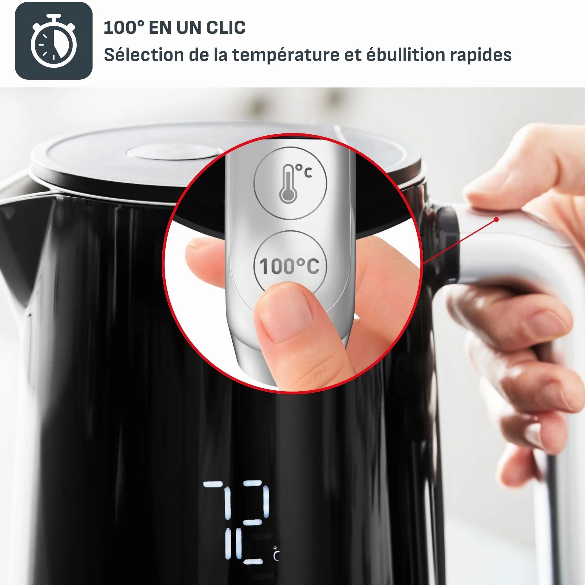 Tefal Bouilloire électrique 1,7 L Smart'n Light Noire KO850810
