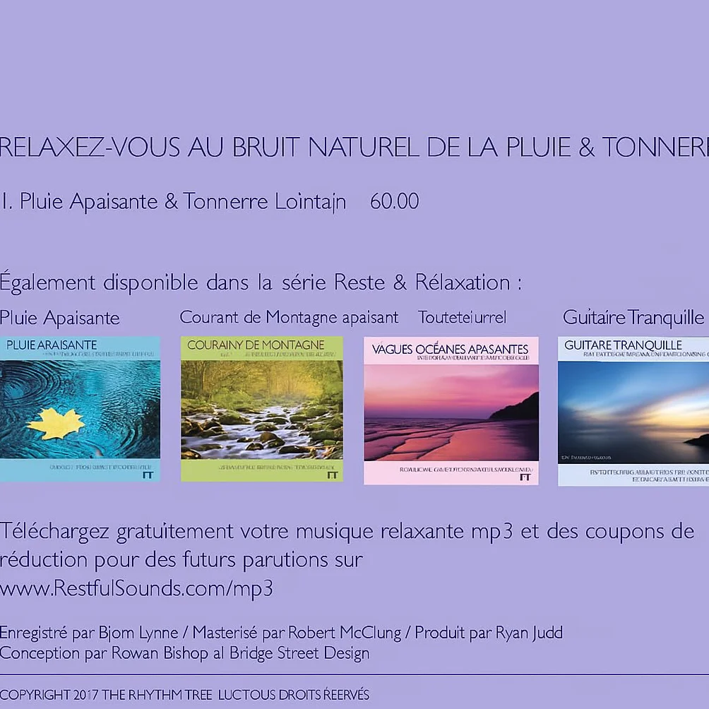 Sons naturels d’orage – Pluie apaisante et tonnerre lointain – Bruit blanc pour méditation, relaxation et sommeil