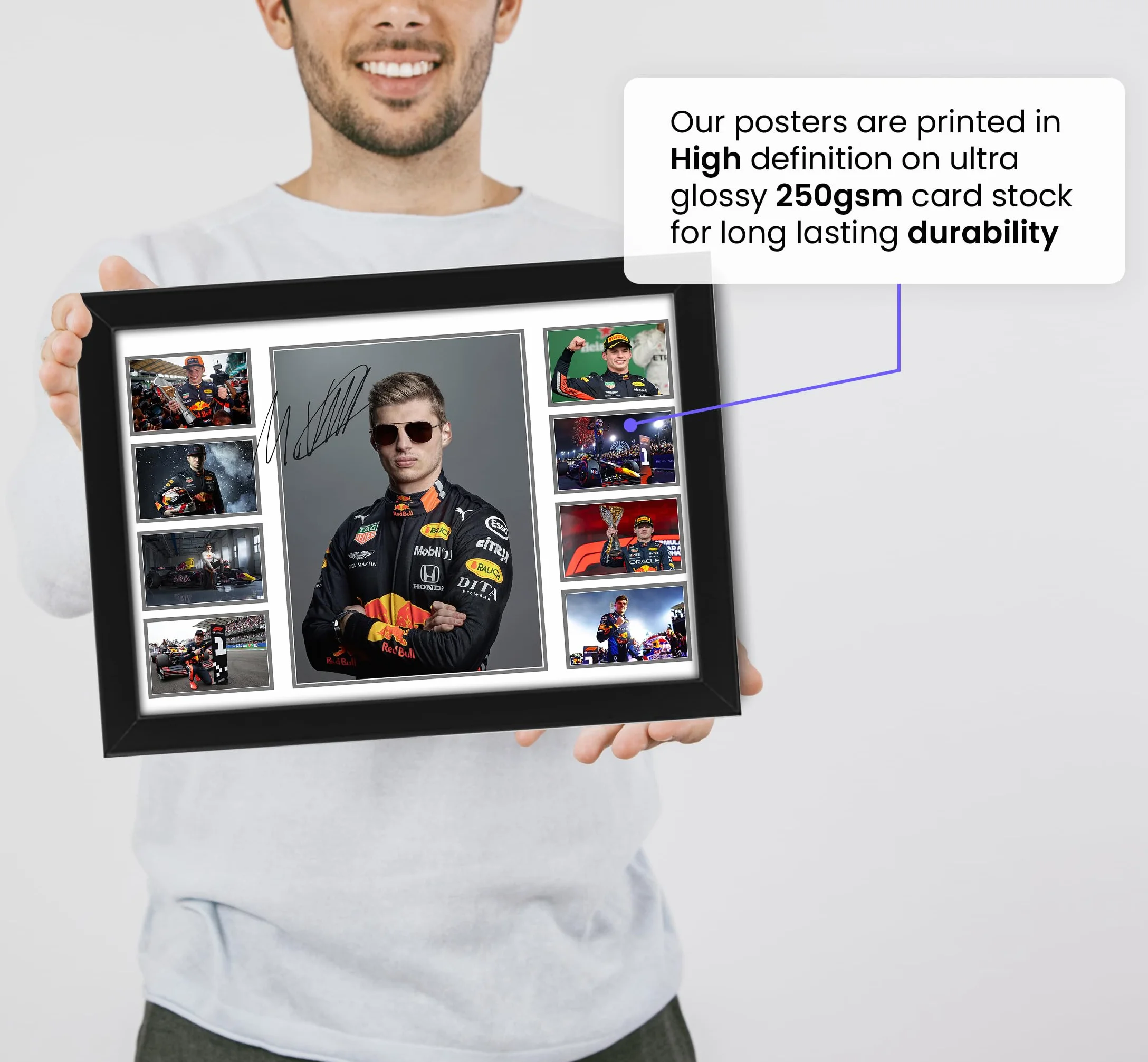 Max Verstappen Affiche signée Édition limitée autographe Objet de collection A4 30x21cm